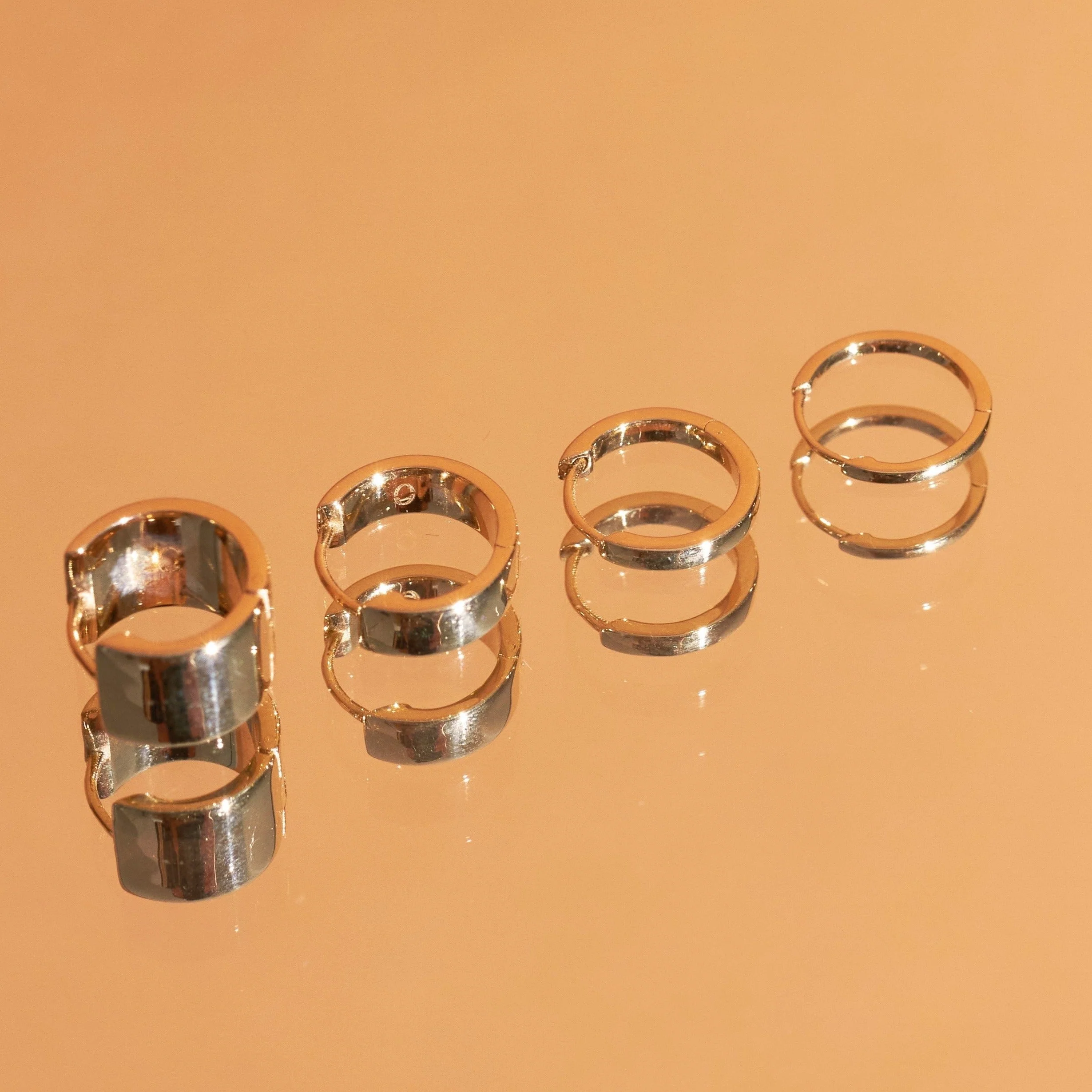 Skinny Gold Hinged Huggie Earrings (12mm) - Image 8