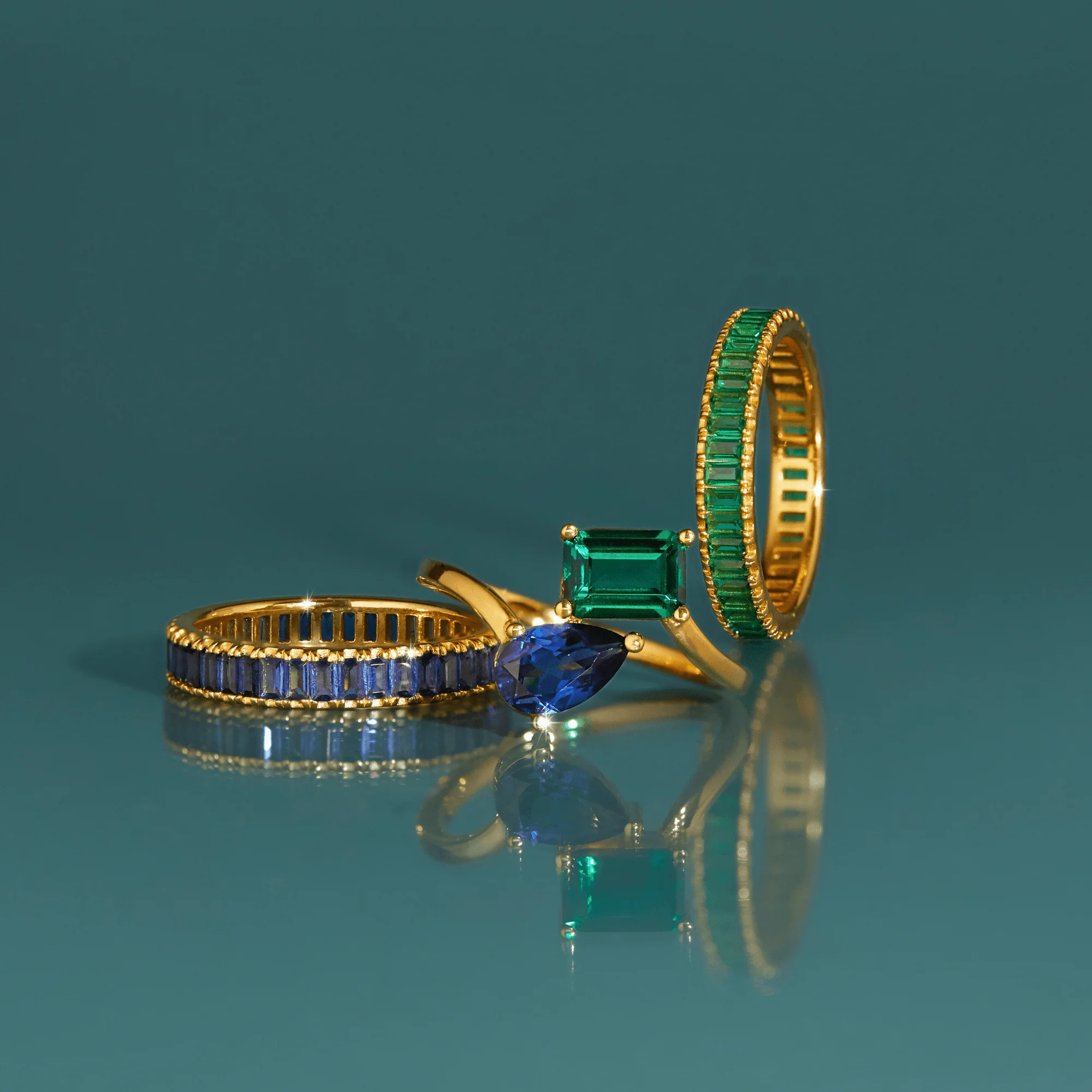 Lab Grown Blue Sapphire Baguette Eternity Ring - Image 12