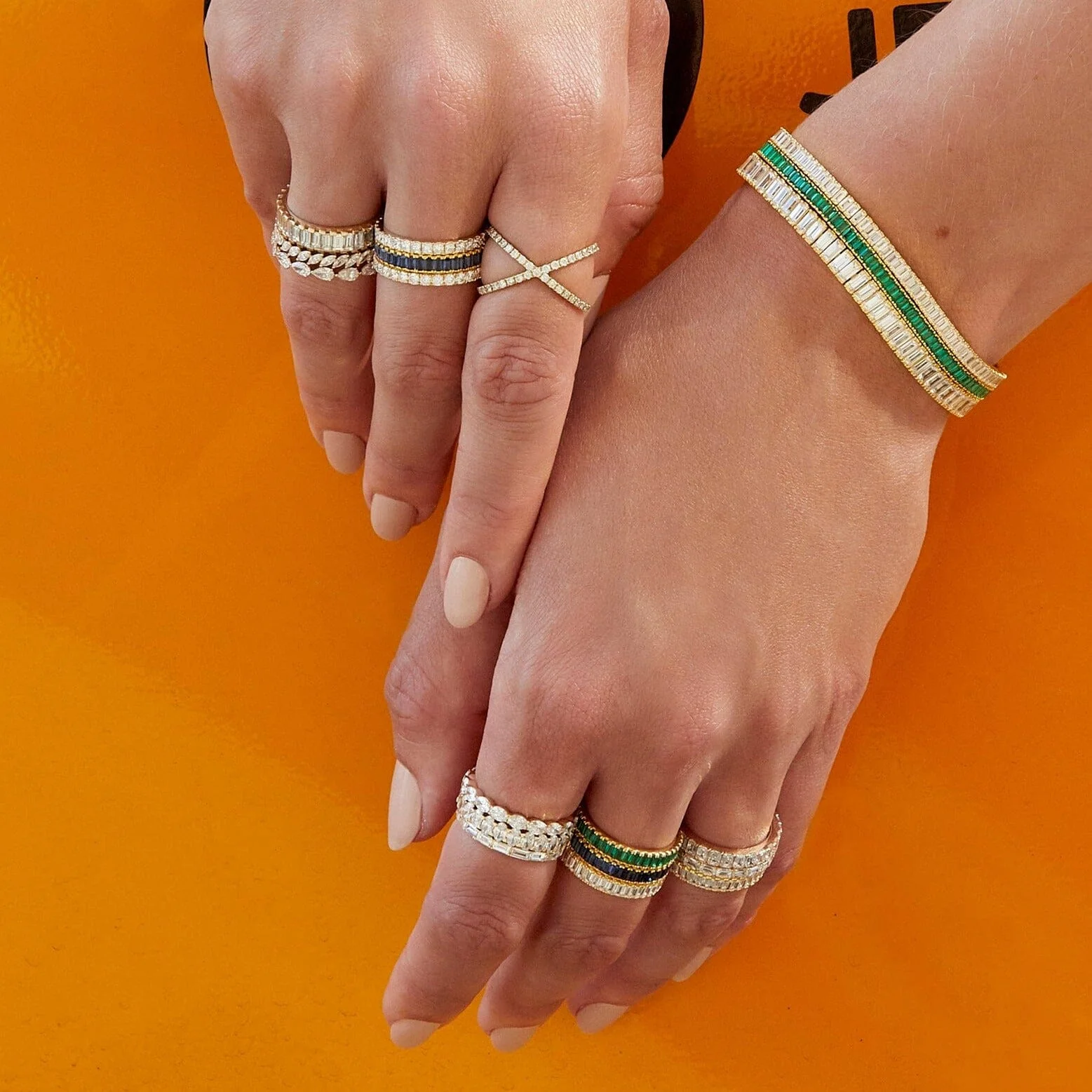 Lab Grown Blue Sapphire Baguette Eternity Ring - Image 18