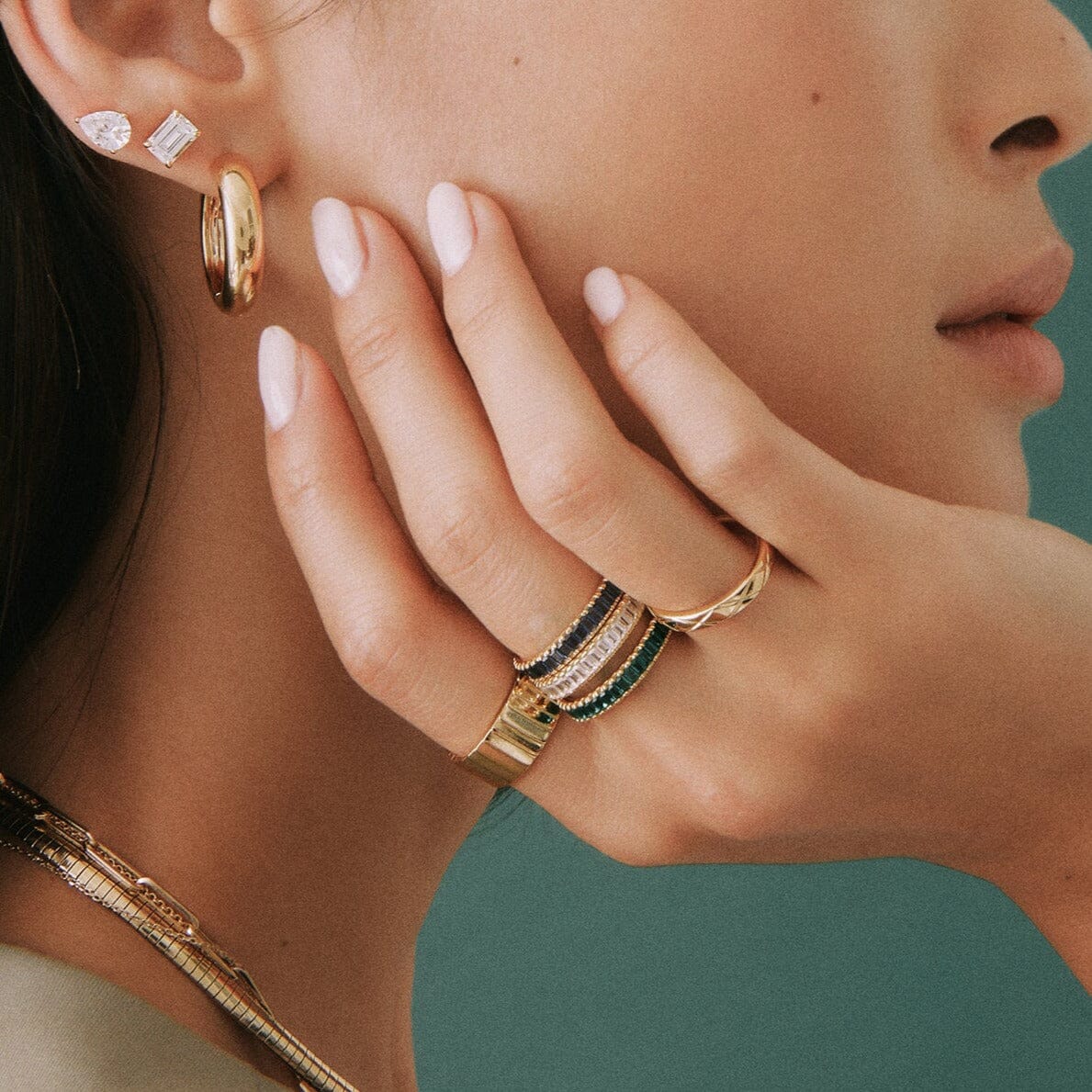 Lab Grown Blue Sapphire Baguette Eternity Ring - Image 20