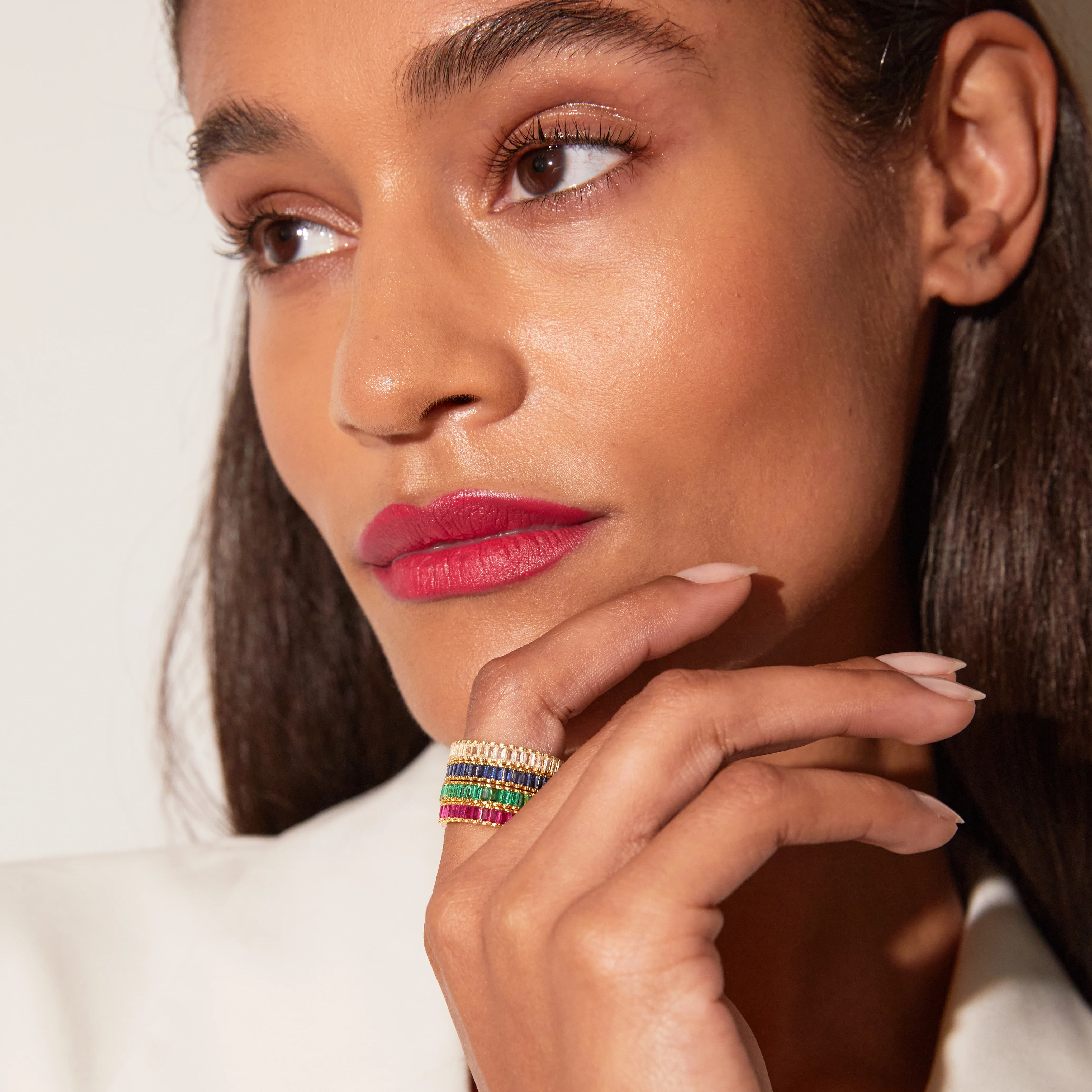 Lab Grown Blue Sapphire Baguette Eternity Ring - Image 26