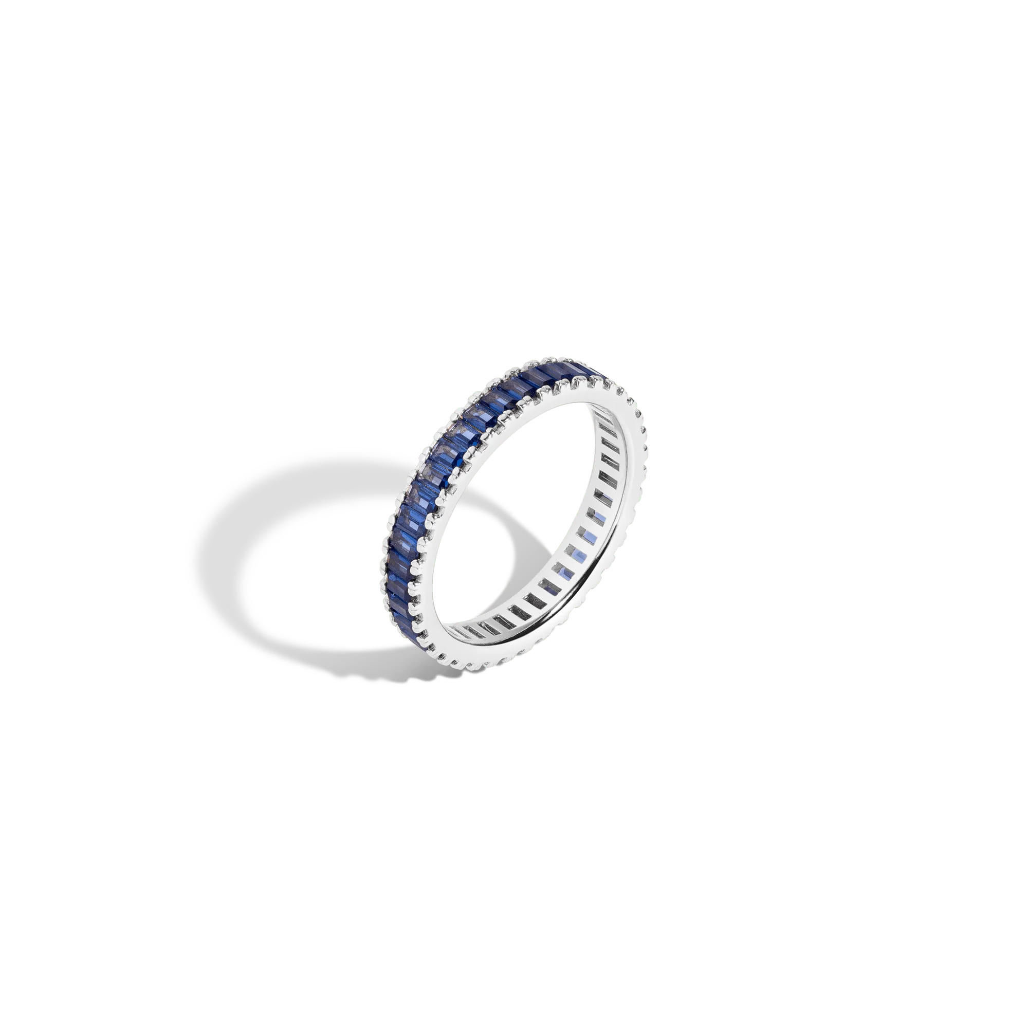 Lab Grown Blue Sapphire Baguette Eternity Ring - Image 3