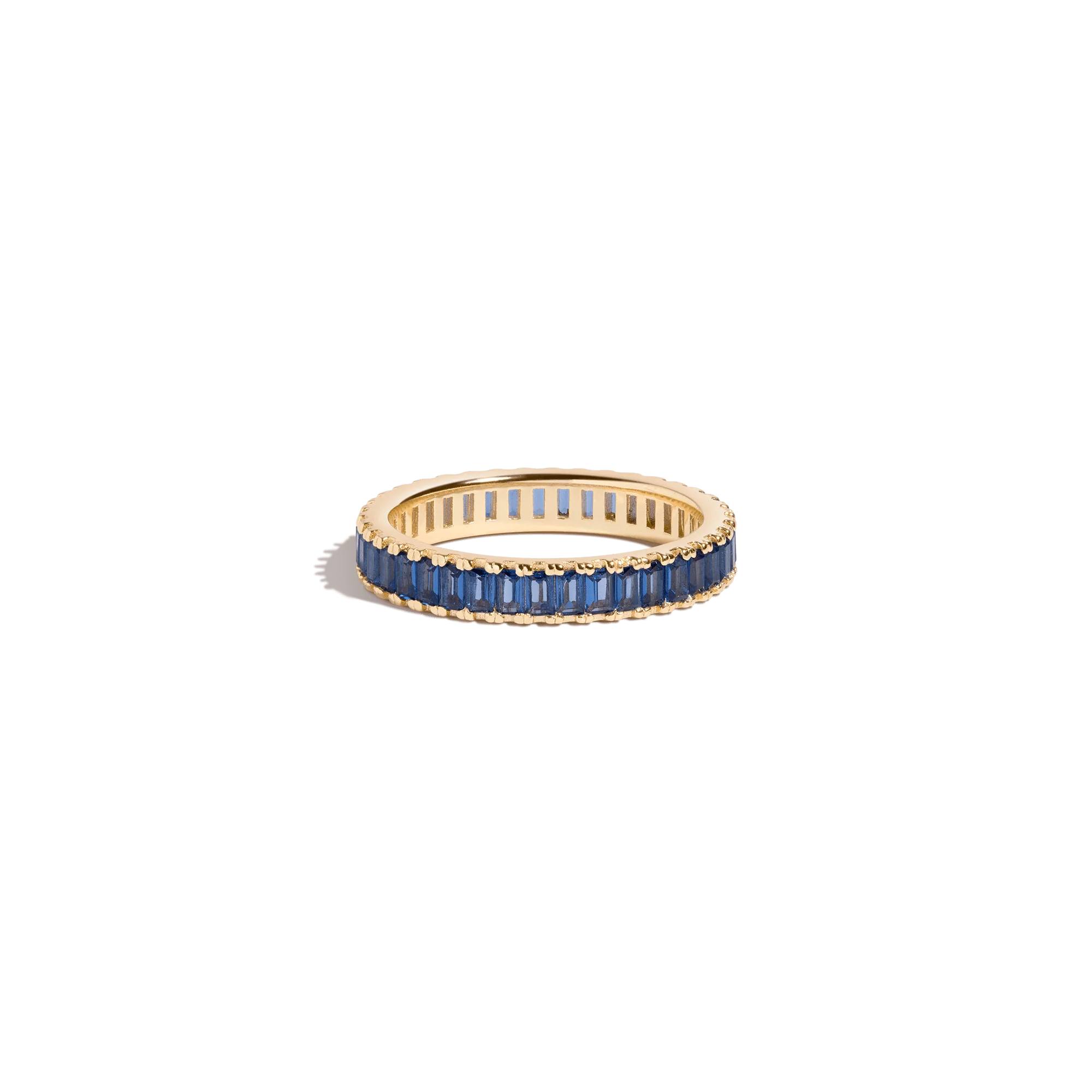Lab Grown Blue Sapphire Baguette Eternity Ring - Image 4