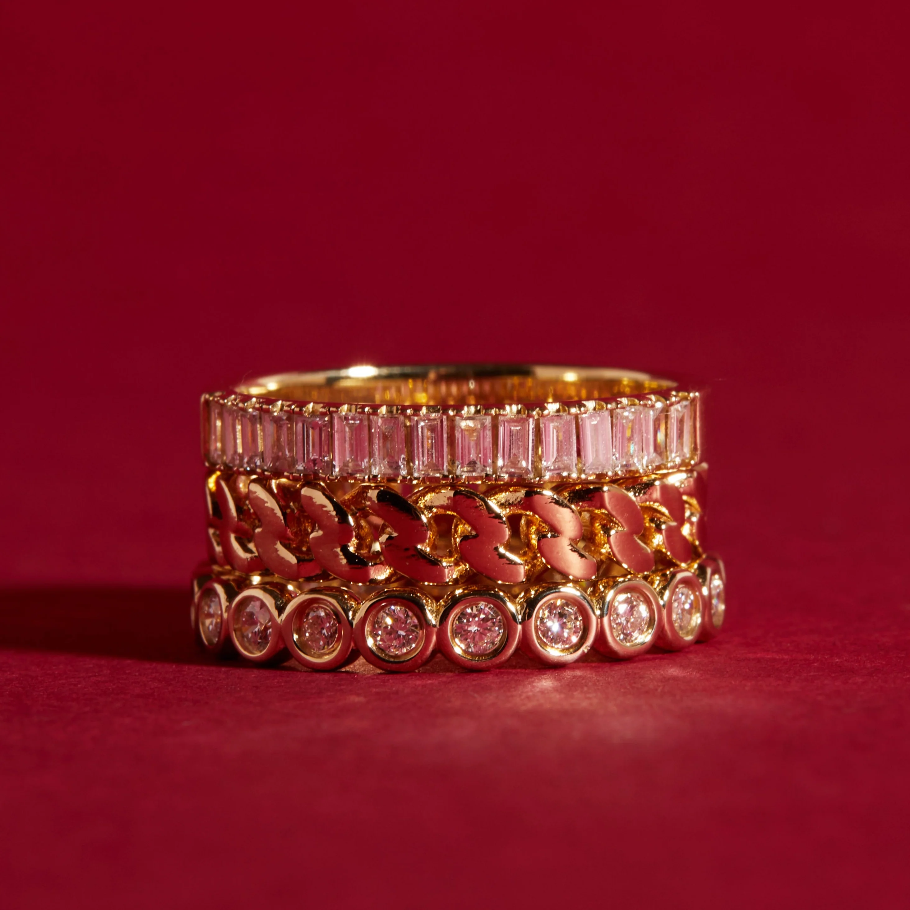 Bold Half Diamond Baguette Ring - Image 18