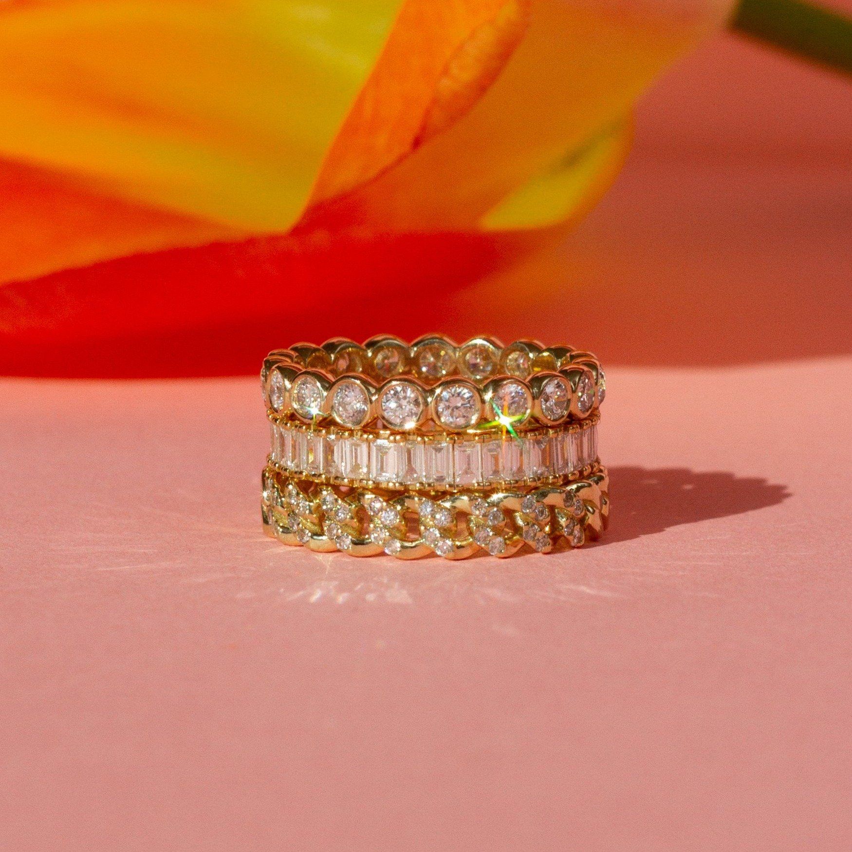 Bold Half Diamond Baguette Ring - Image 19