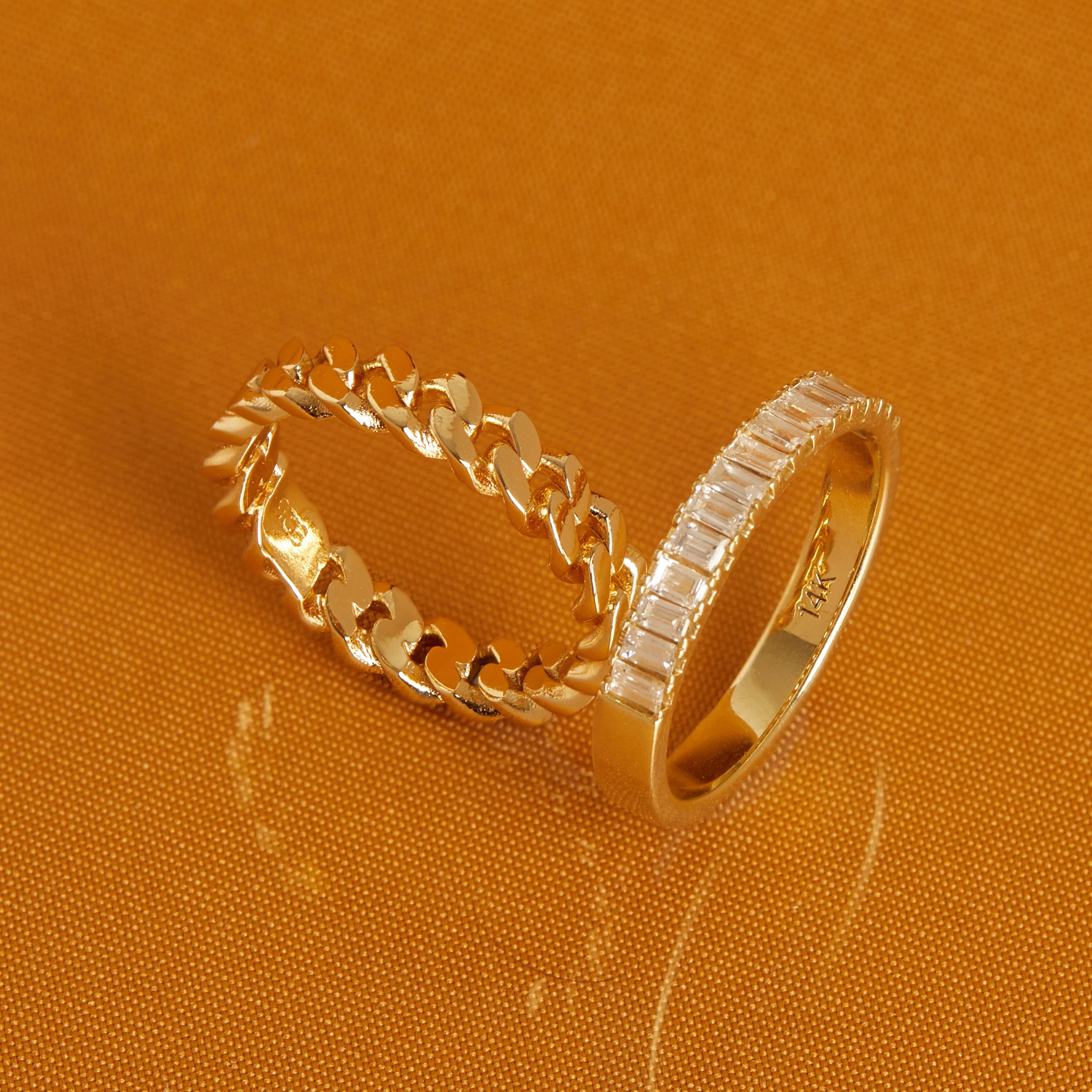 Bold Half Diamond Baguette Ring - Image 22