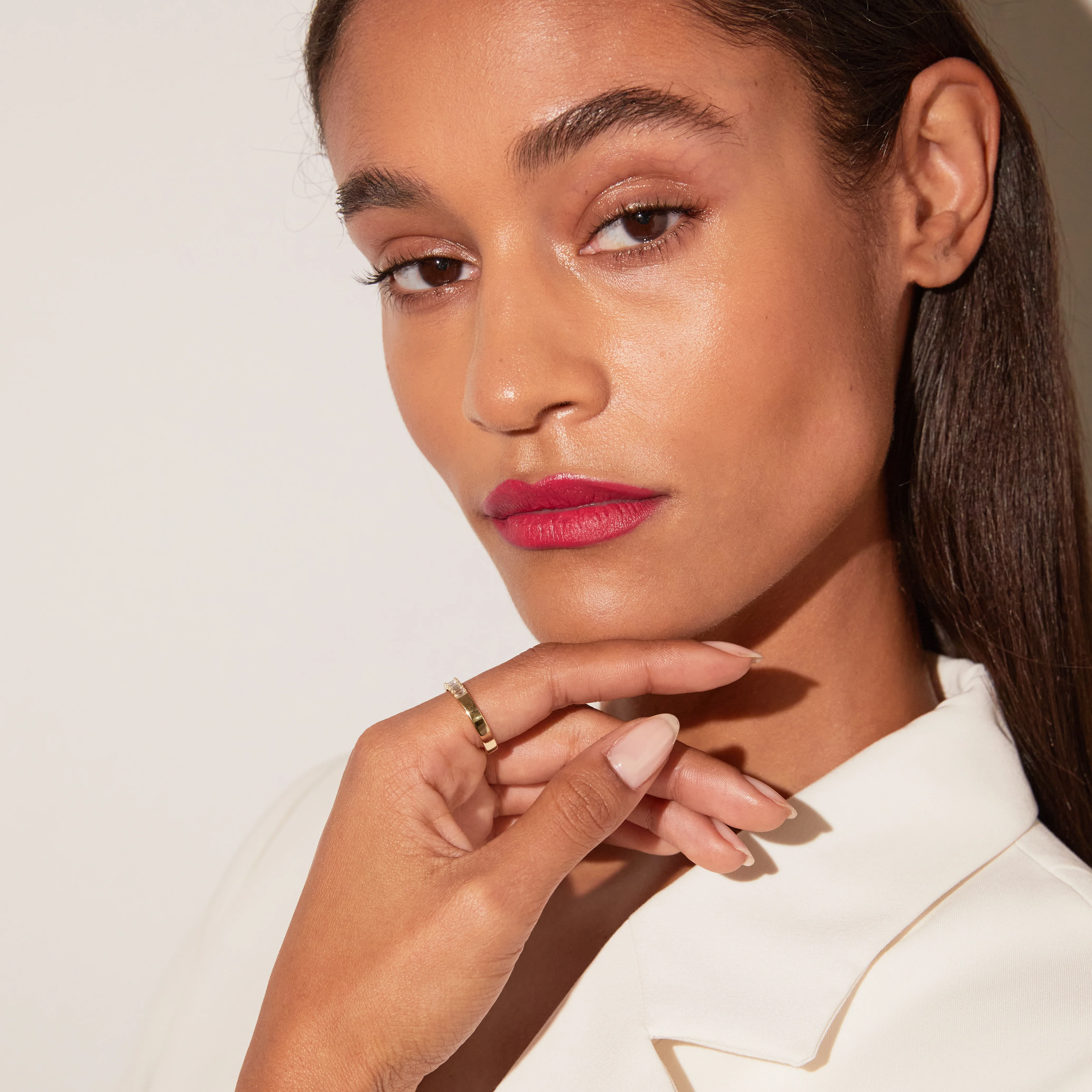 Bold Half Diamond Baguette Ring - Image 32