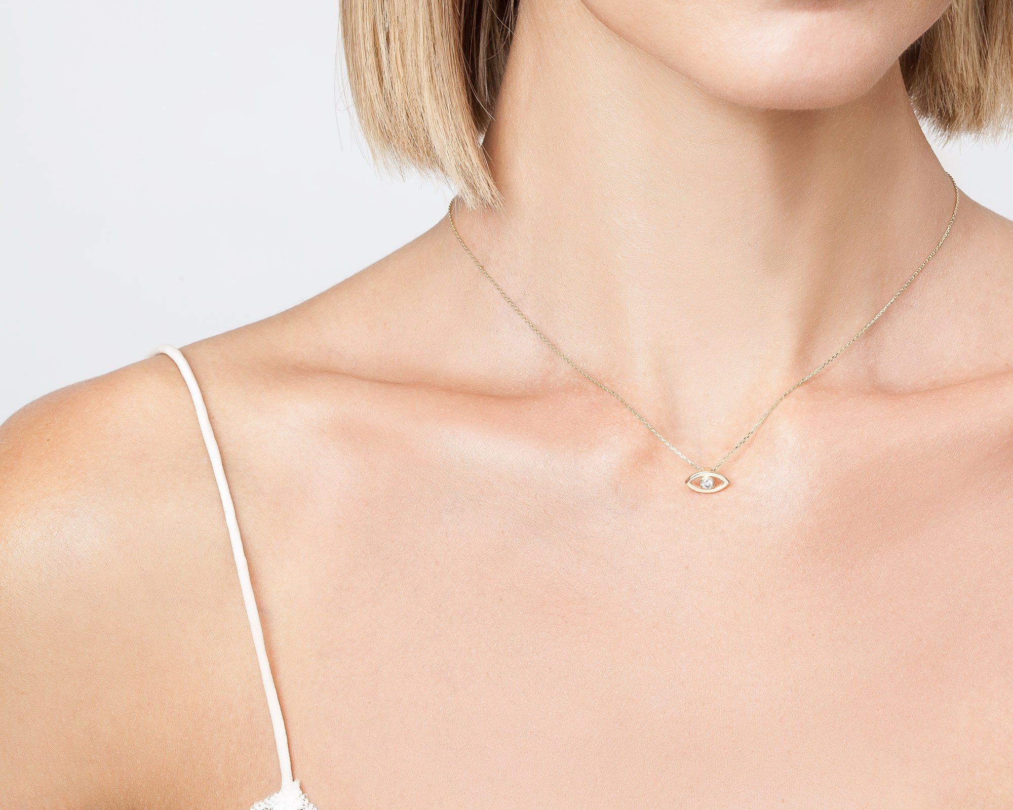 Diamond Bezel Evil Eye Necklace - Image 5