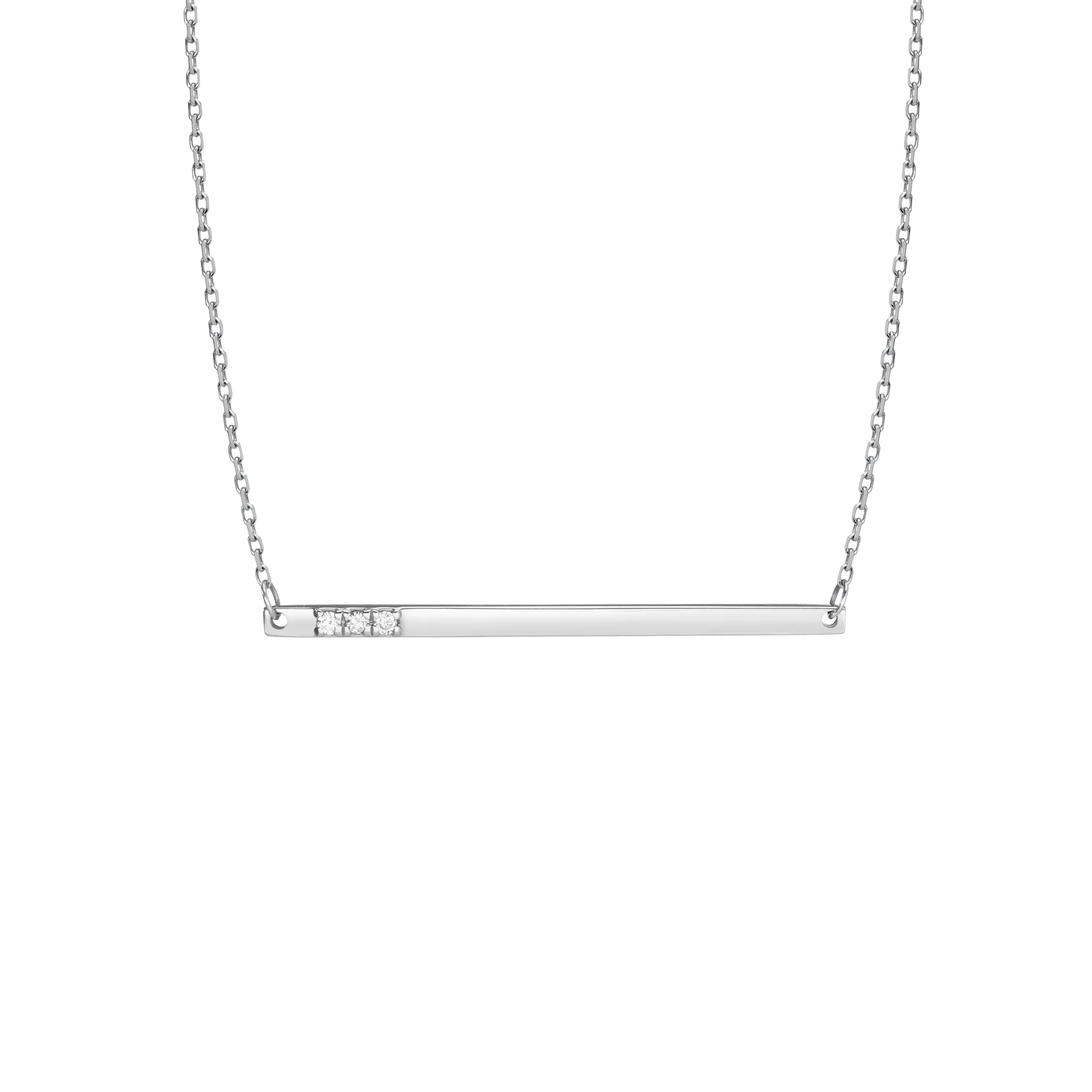 Gold Bar Necklace With Diamonds - Image 3