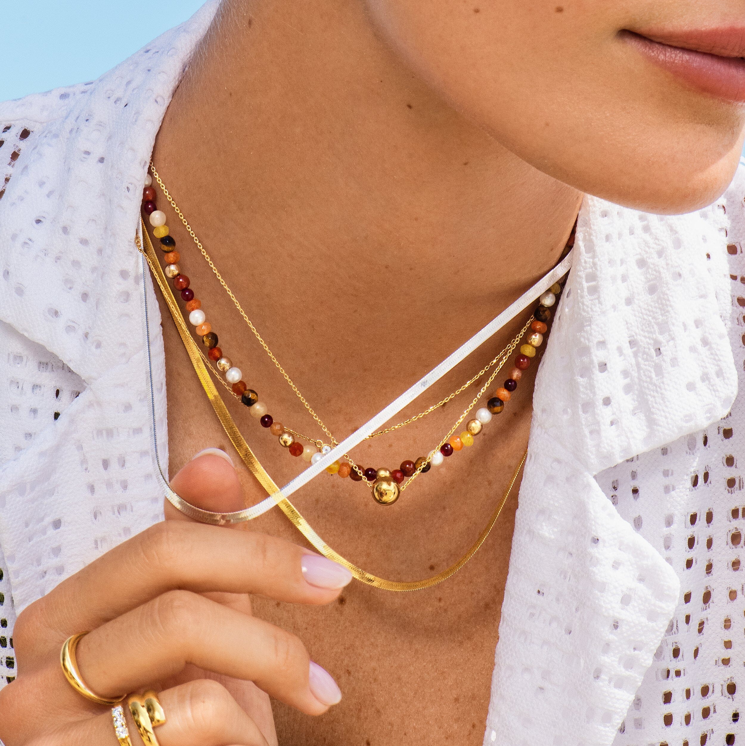 Solid Gold Herringbone Chain Necklace - Image 34