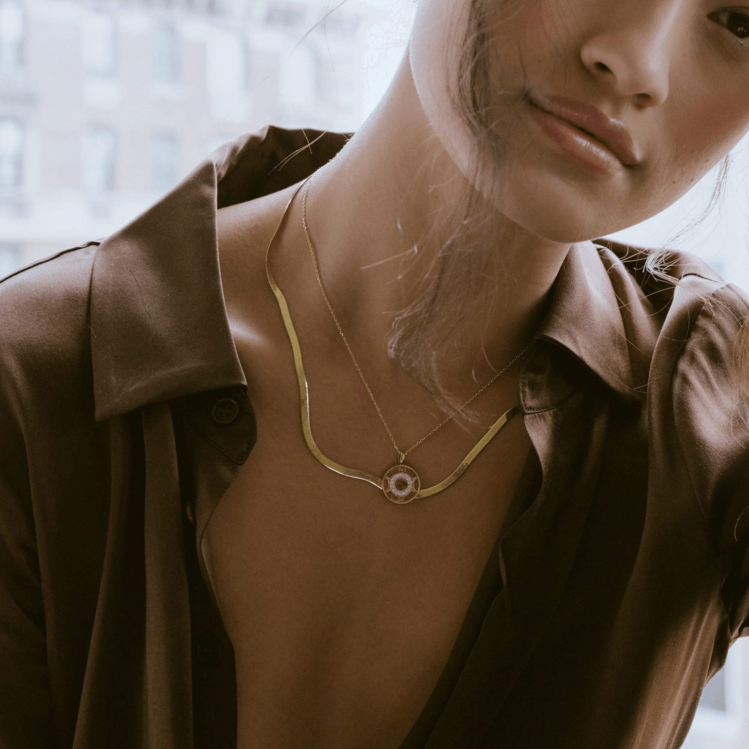 Solid Gold Herringbone Chain Necklace - Image 35