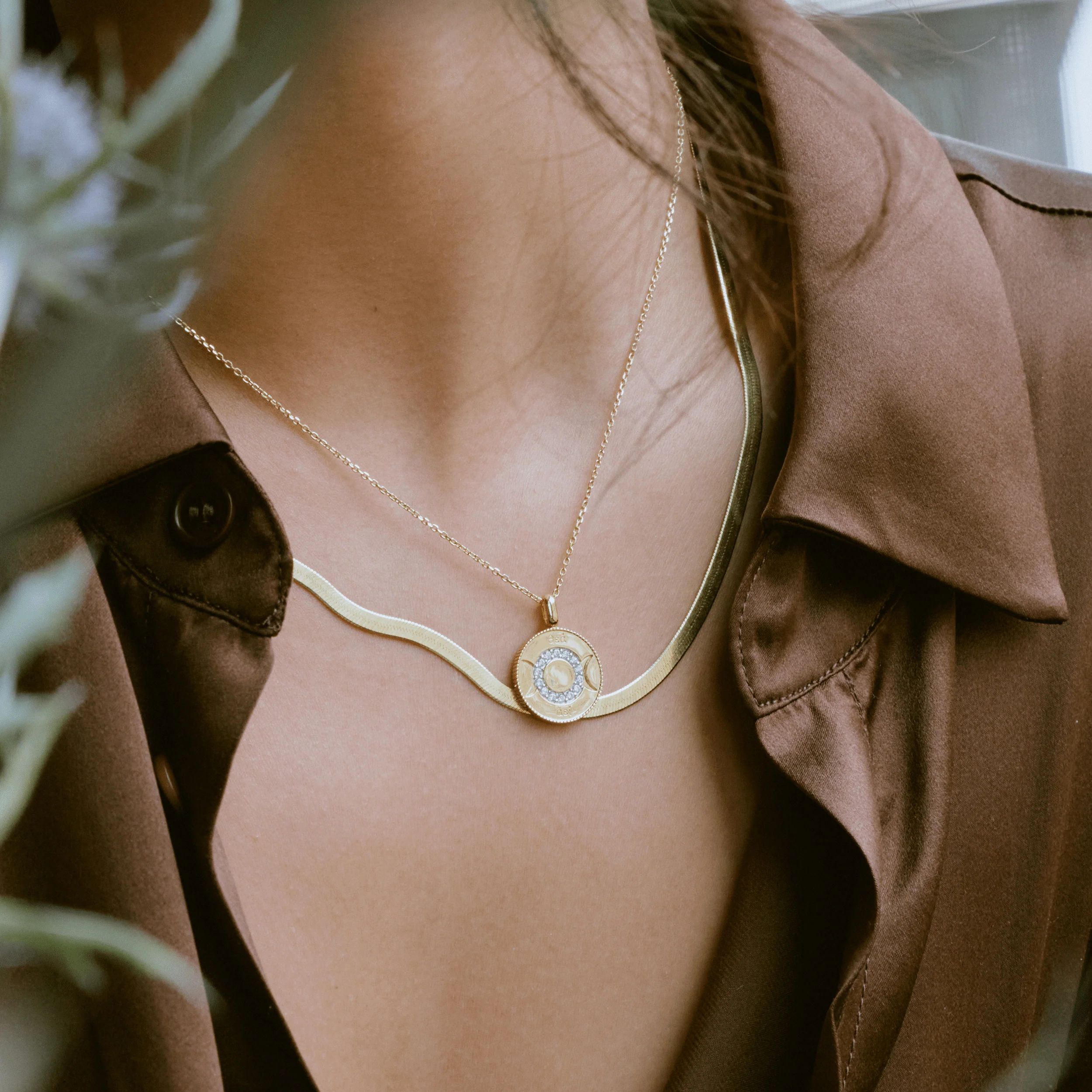 Solid Gold Herringbone Chain Necklace - Image 36