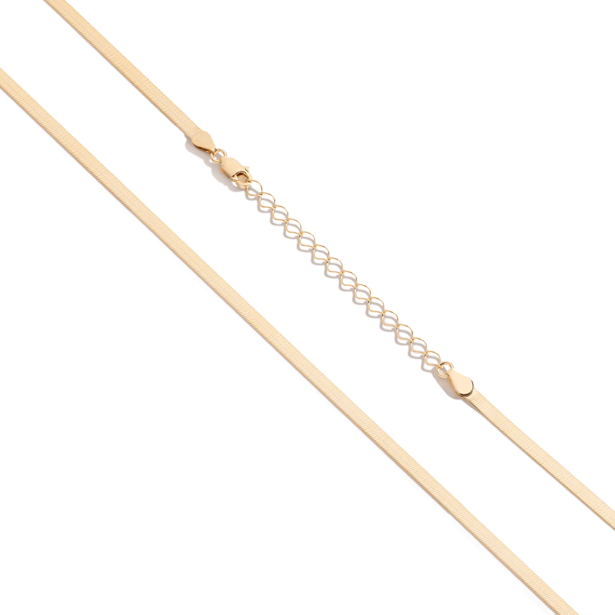 Solid Gold Herringbone Chain Necklace - Image 4