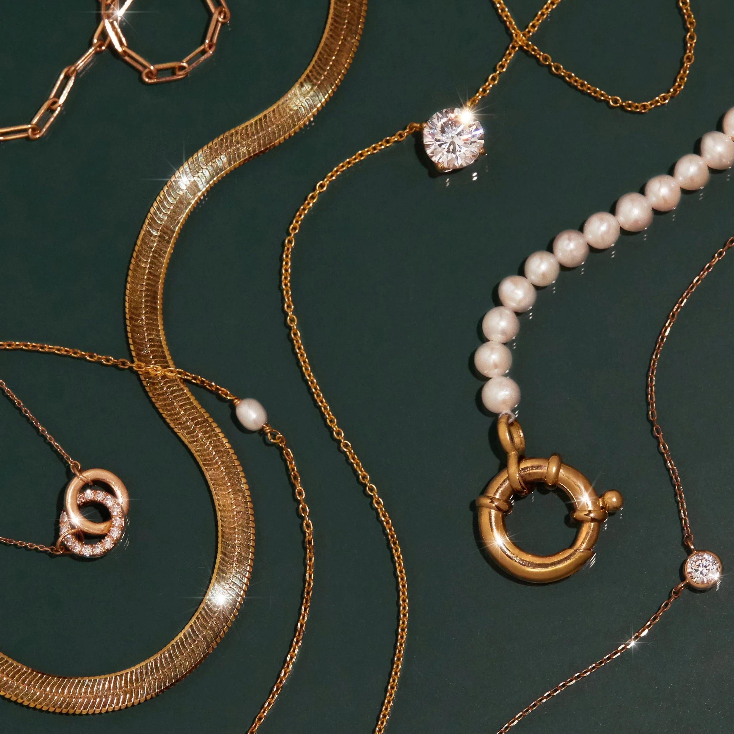 Solid Gold Herringbone Chain Necklace - Image 49