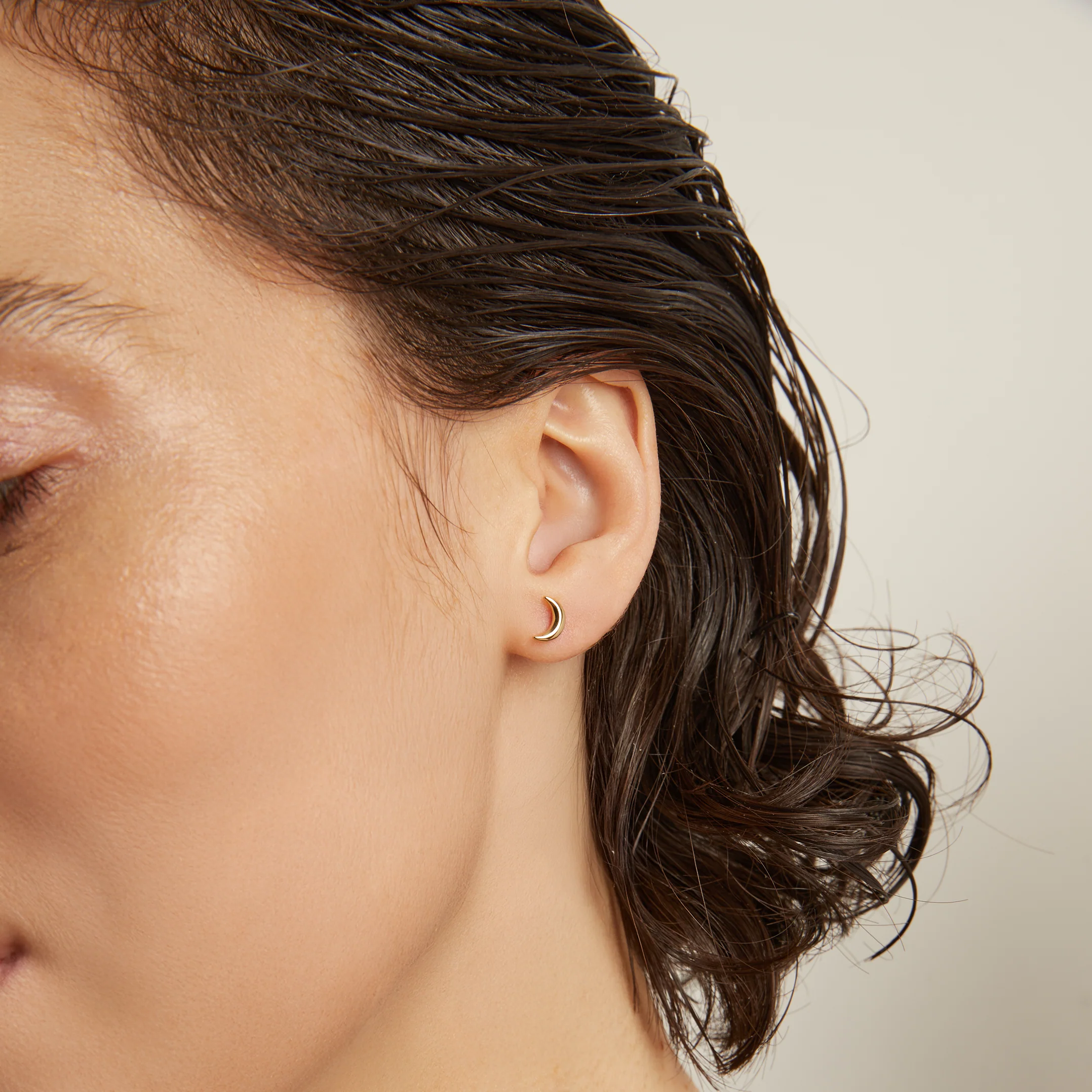 Gold Moon Stud Earrings - Image 6