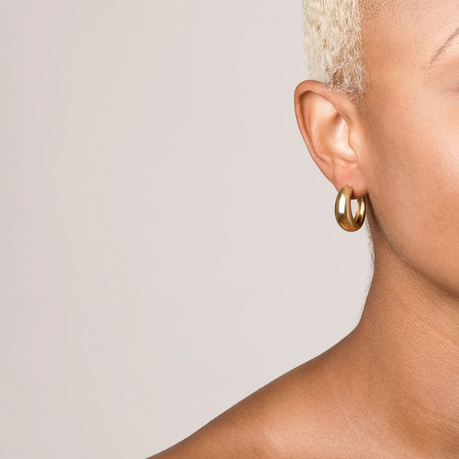 Gold Smooth Arch Hoops Medium - Image 11