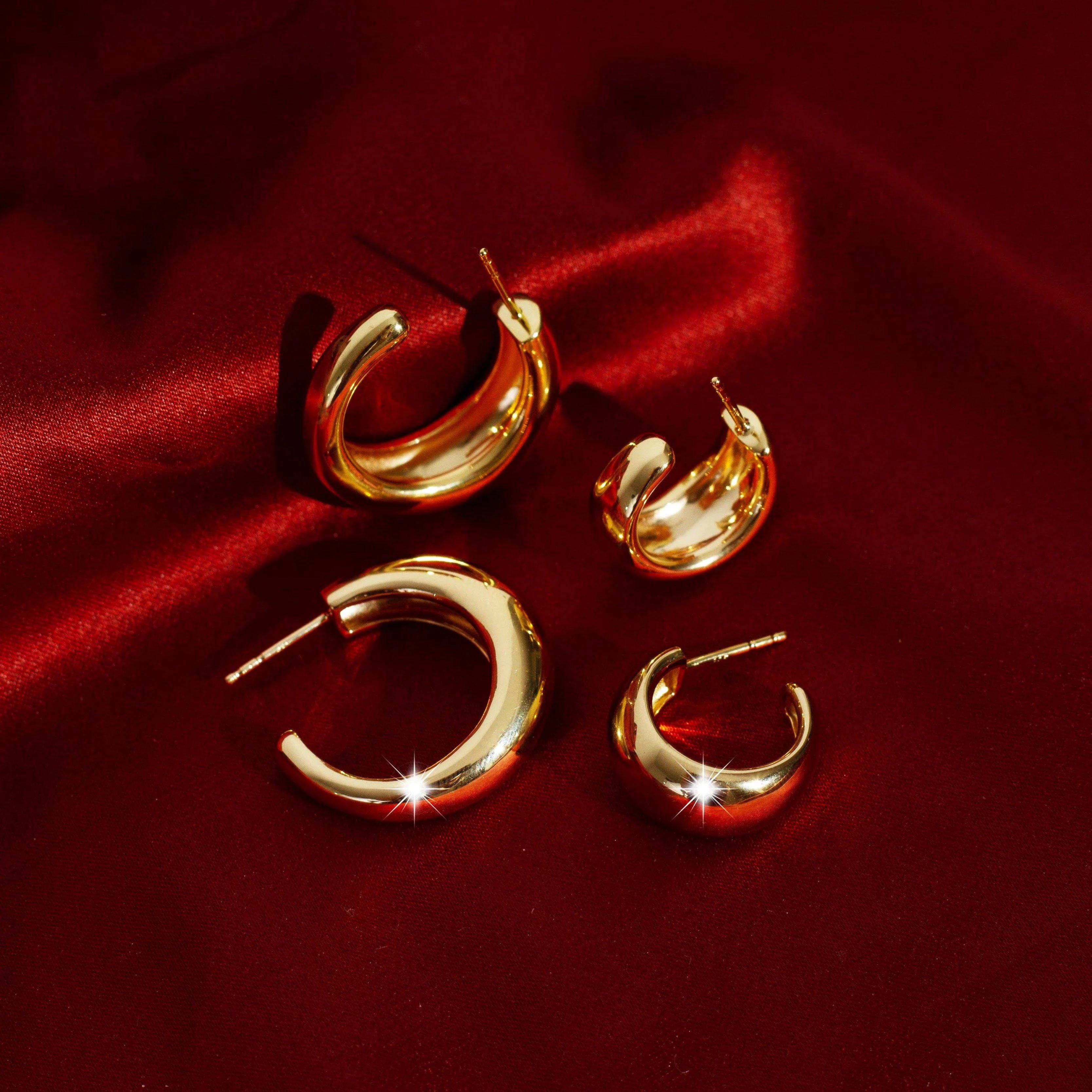 Gold Smooth Arch Hoops Medium - Image 7