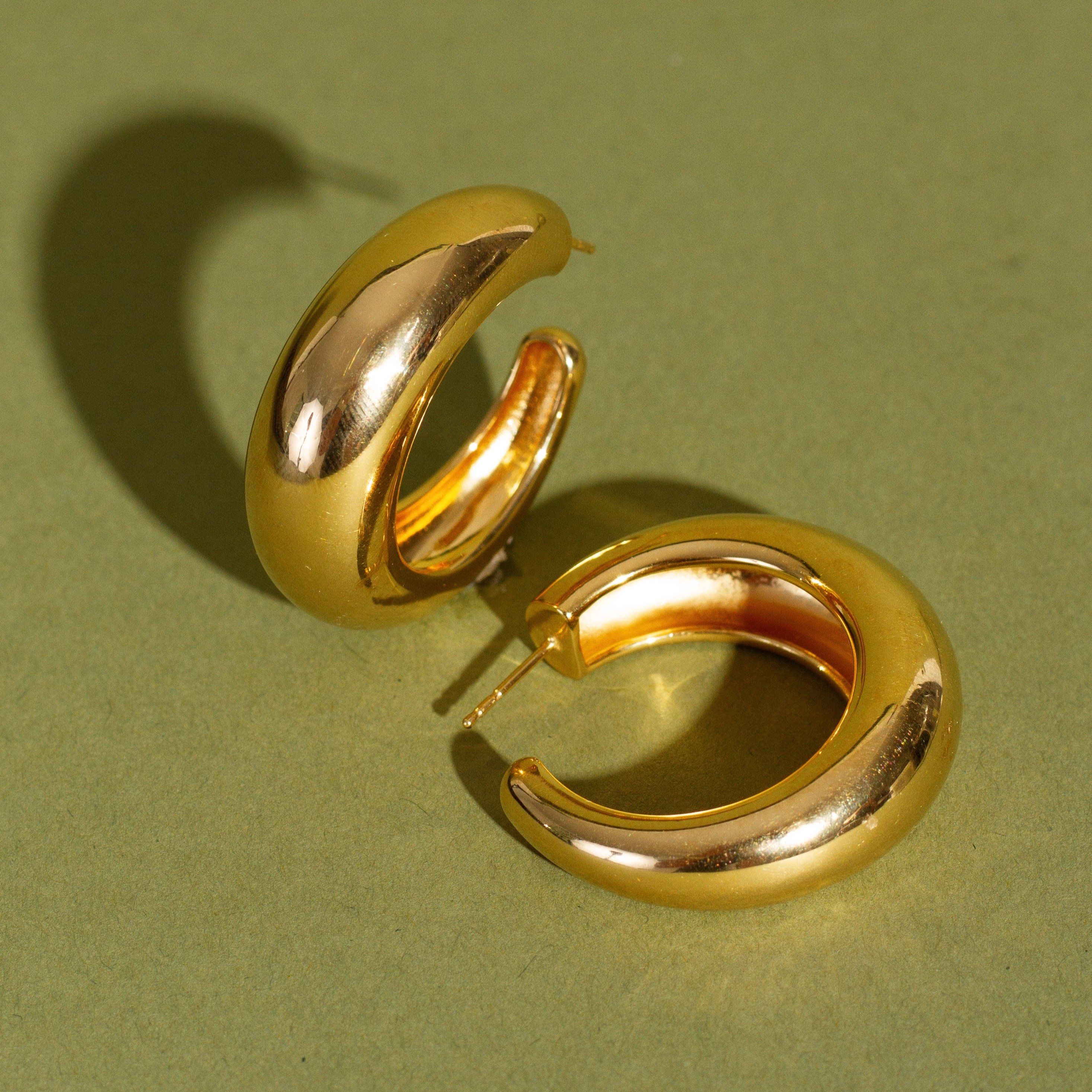 Gold Smooth Arch Hoops Medium - Image 8