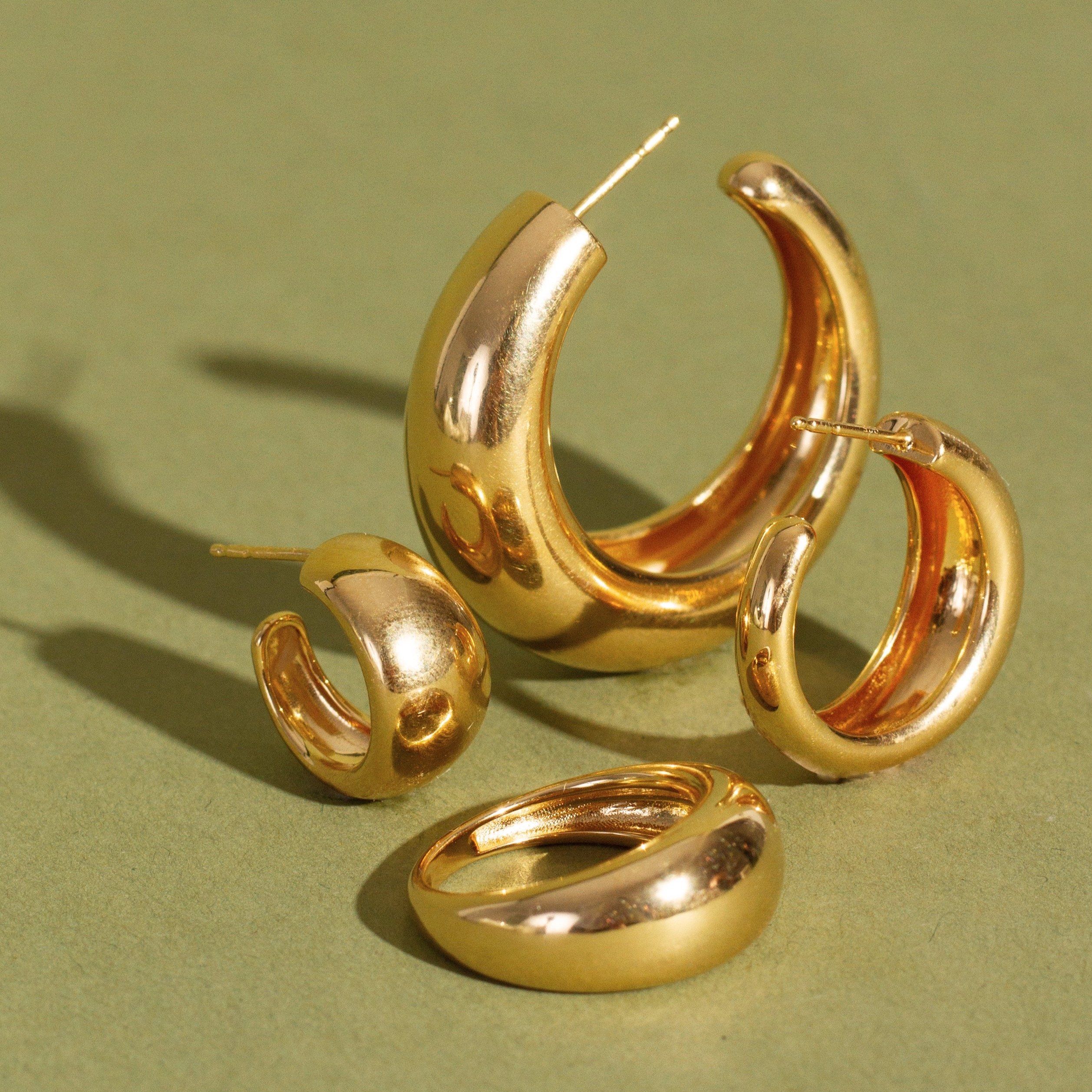 Gold Smooth Arch Hoops Medium - Image 9