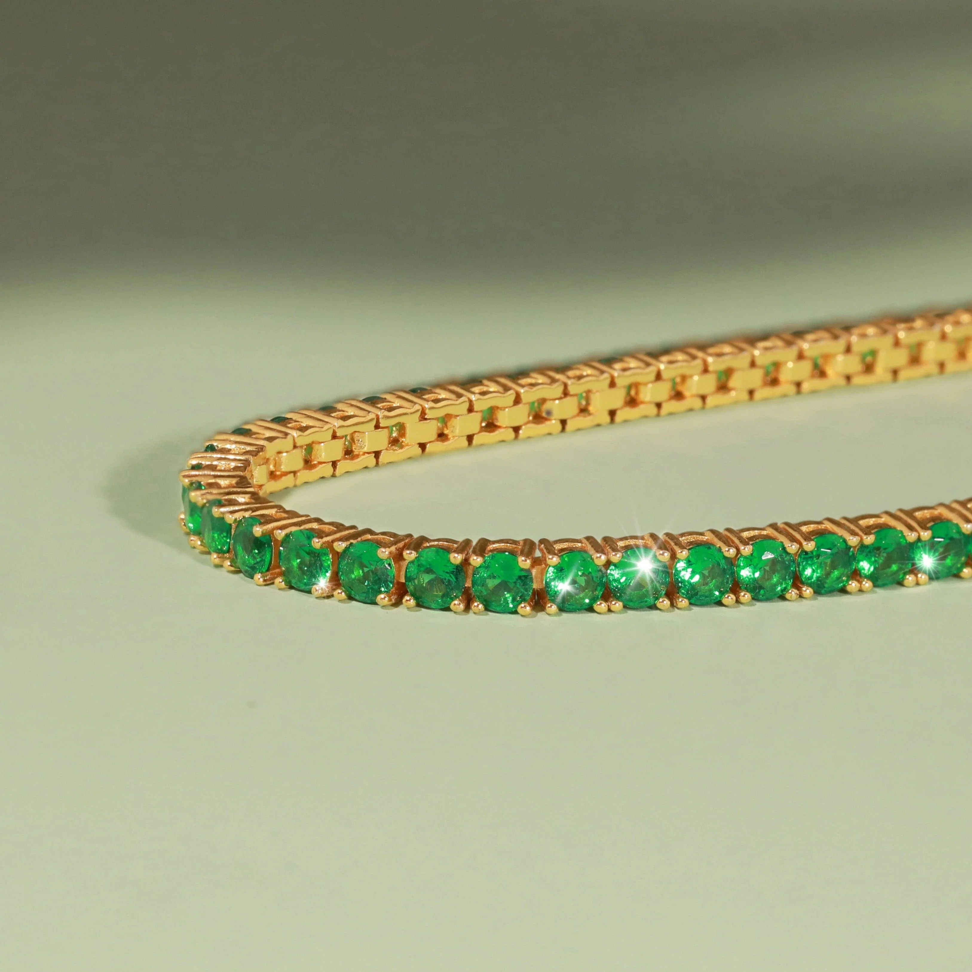 Lab Grown Green Emerald Tennis Bracelet - Image 5