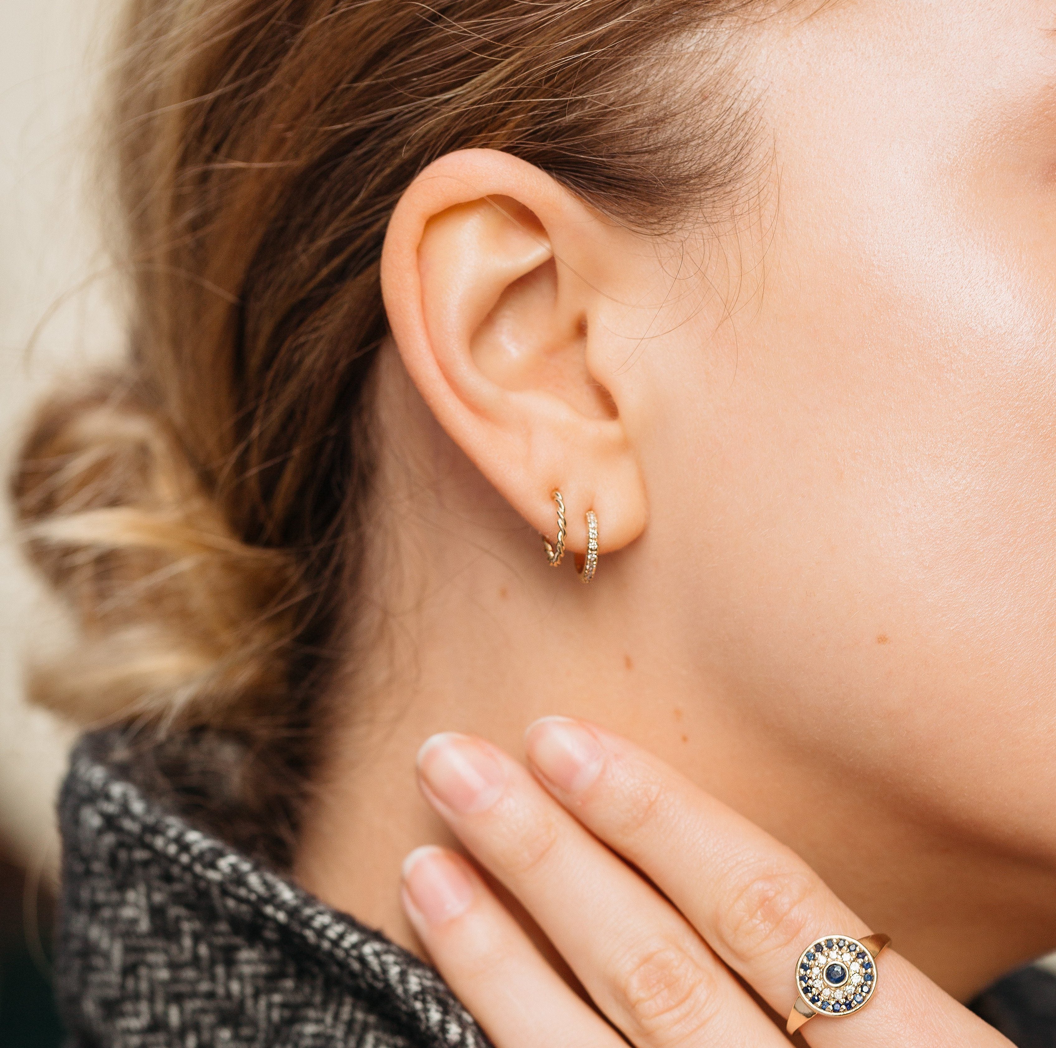 Diamond Huggie Earrings - Image 15