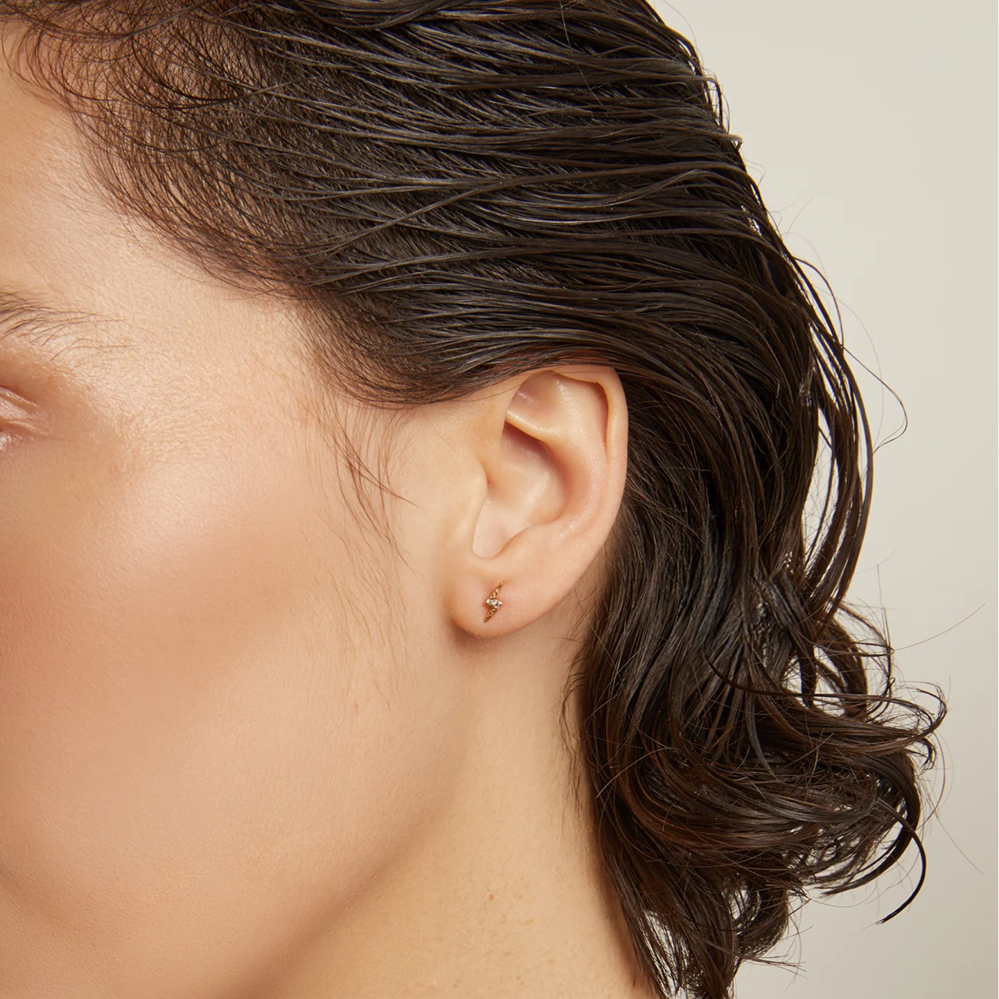 Lab Grown White Sapphire Bolt Stud Earrings - Image 6