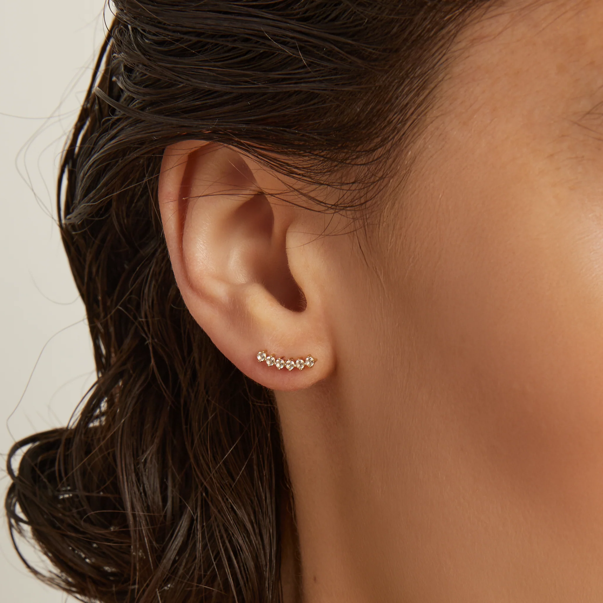 Lab Grown White Sapphire Climber - Image 10