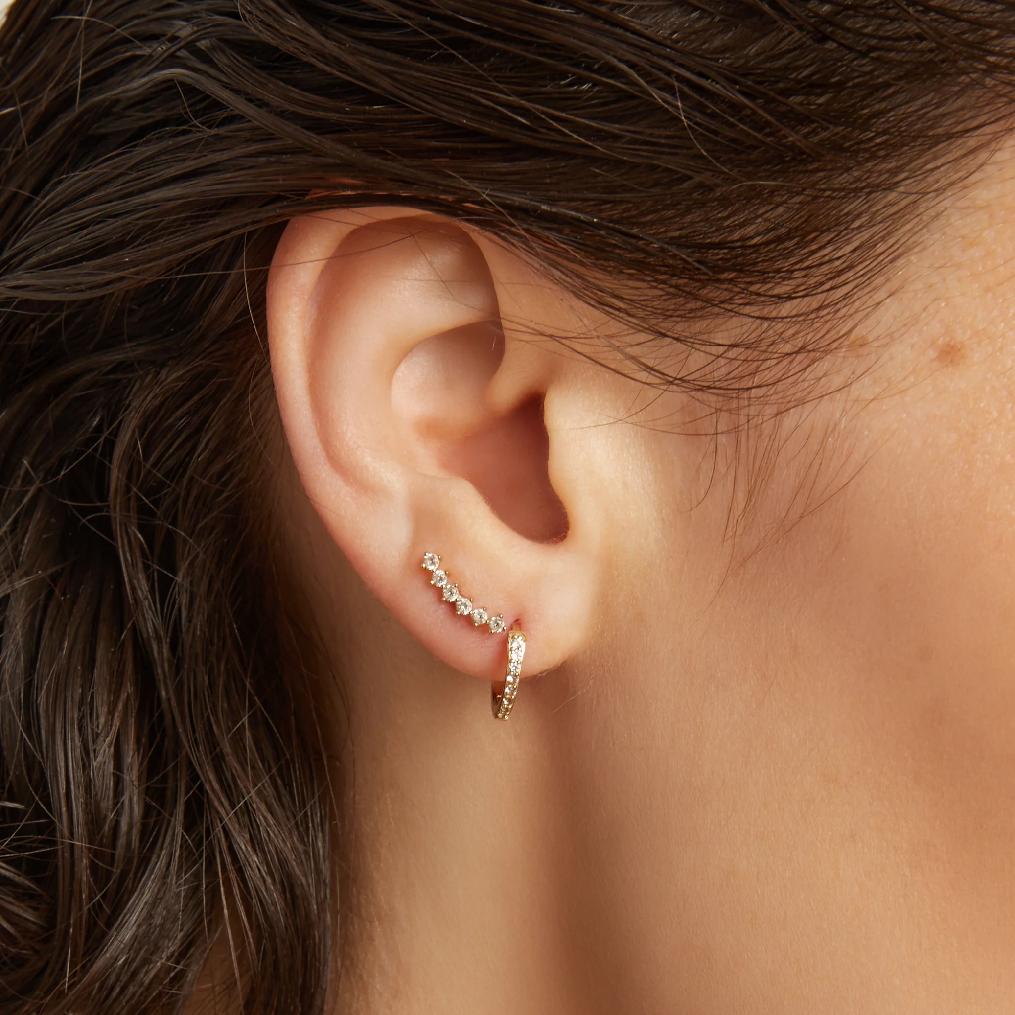 Lab Grown White Sapphire Climber - Image 7