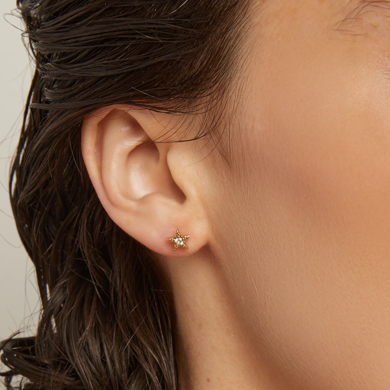 Lab Grown White Sapphire Star Stud Earrings - Image 6