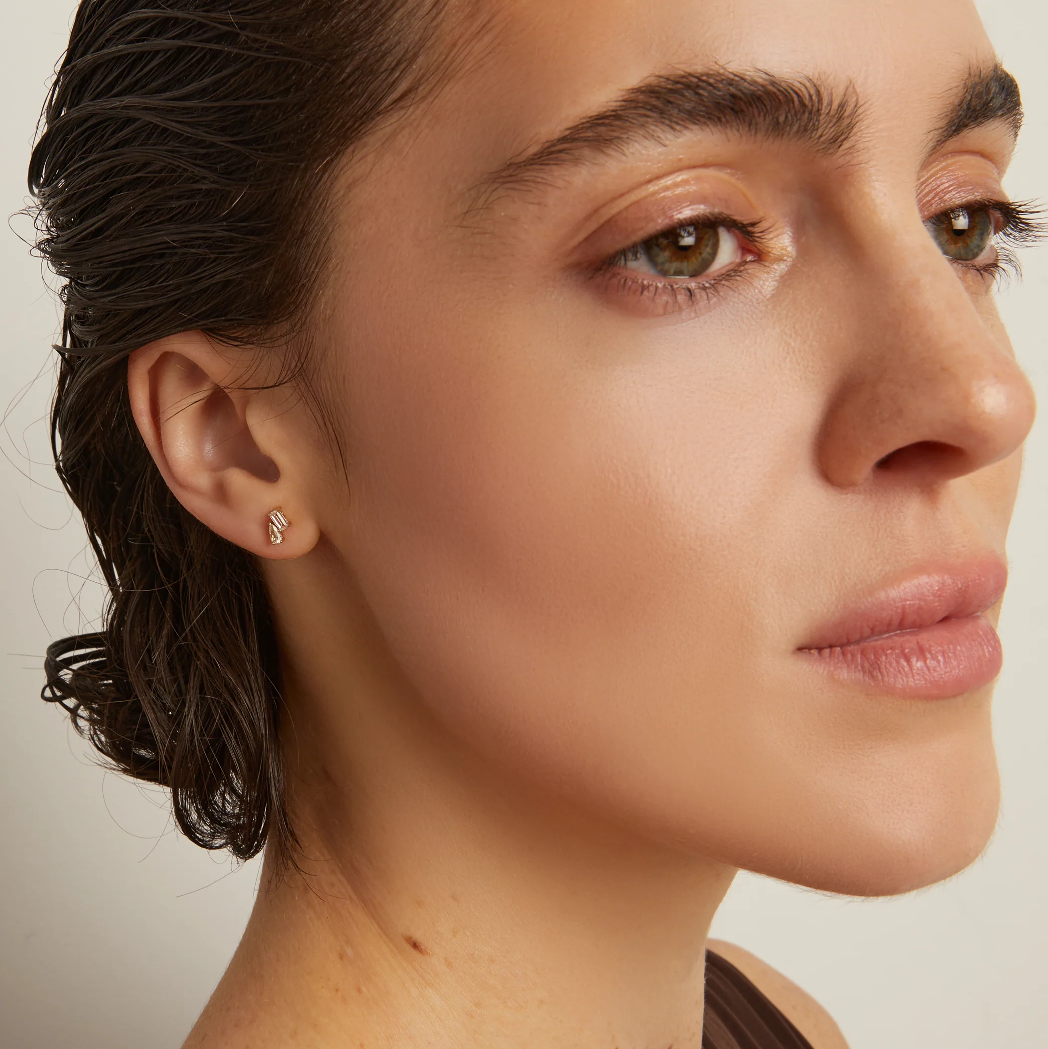 Lab Grown White Sapphire Toi et Moi Stud Earrings - Image 7