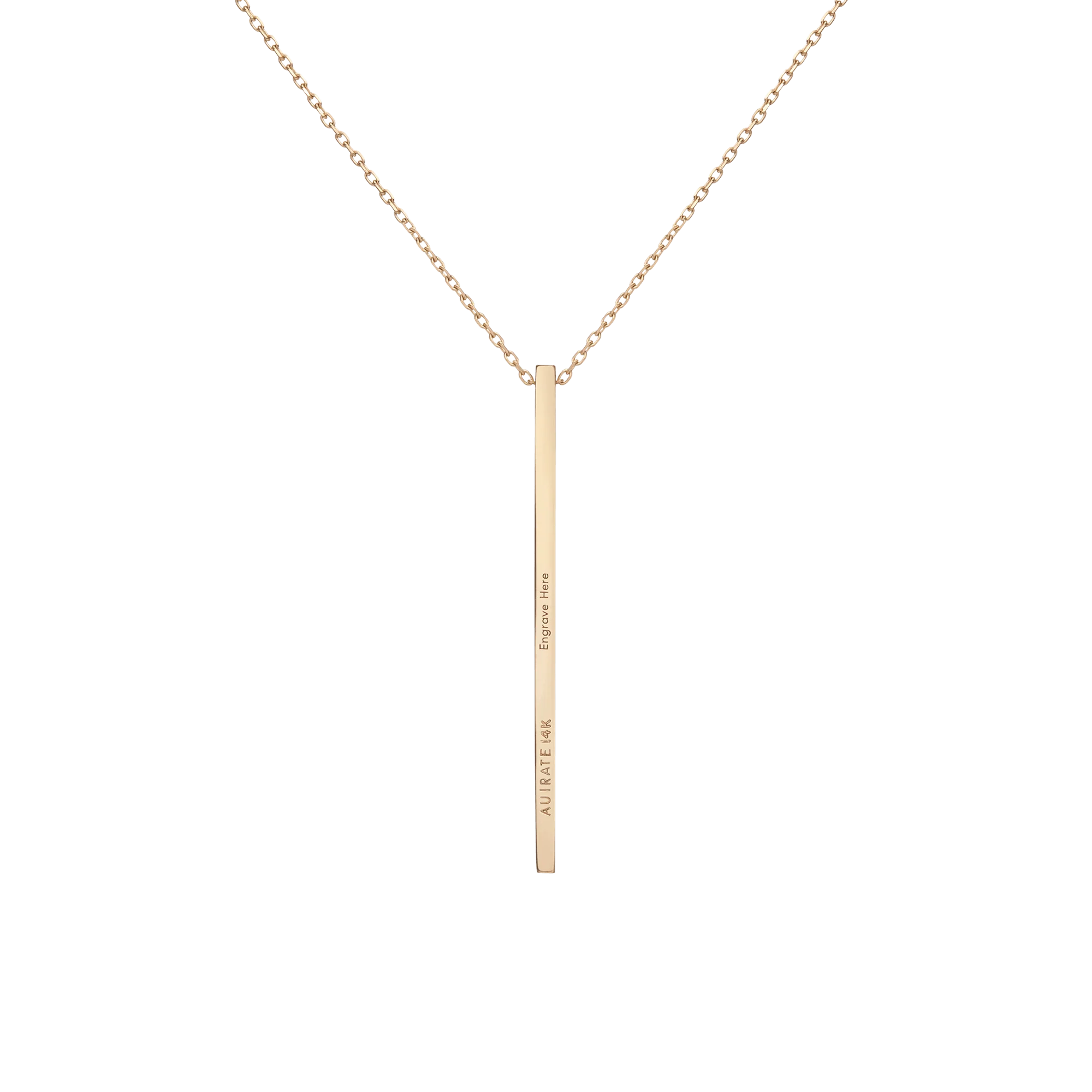 Long Gold Bar Drop Necklace - Image 4
