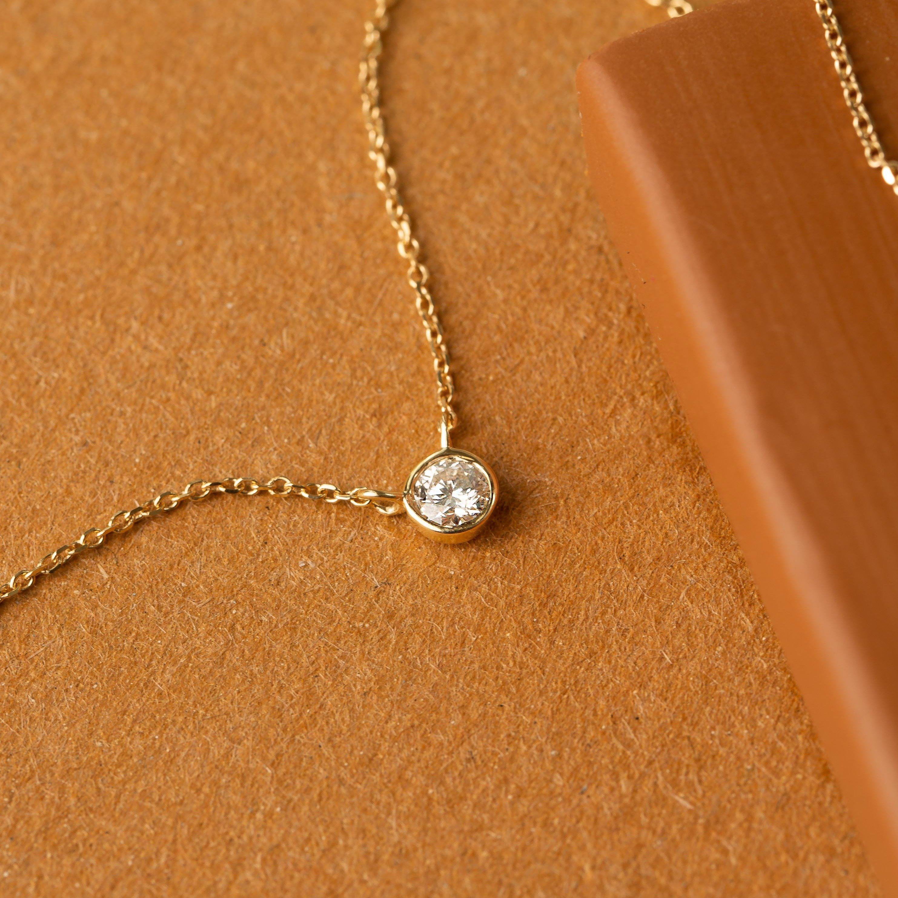 Medium Diamond Bezel Necklace - Image 5