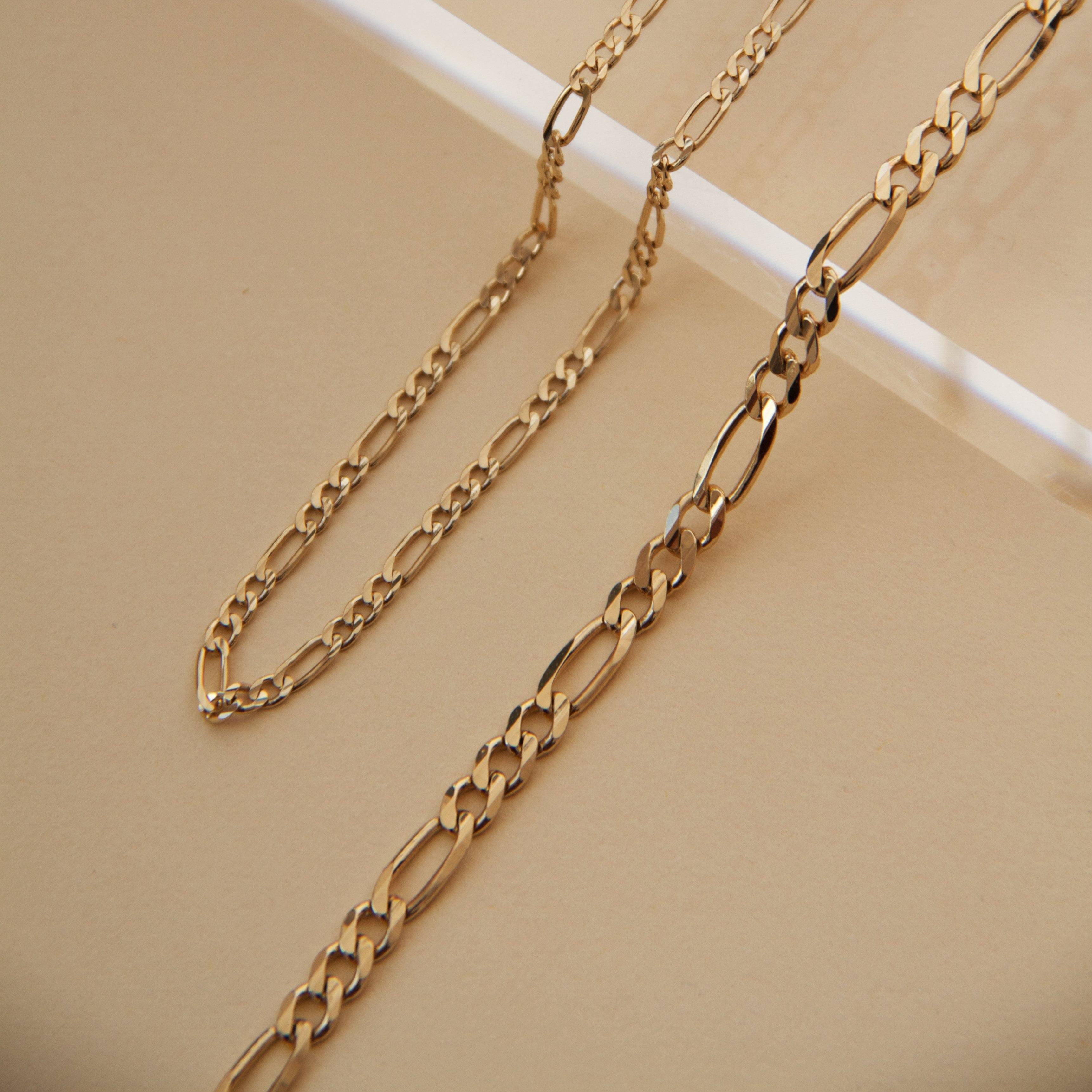 Medium Gold Figaro Chain Necklace - Image 4