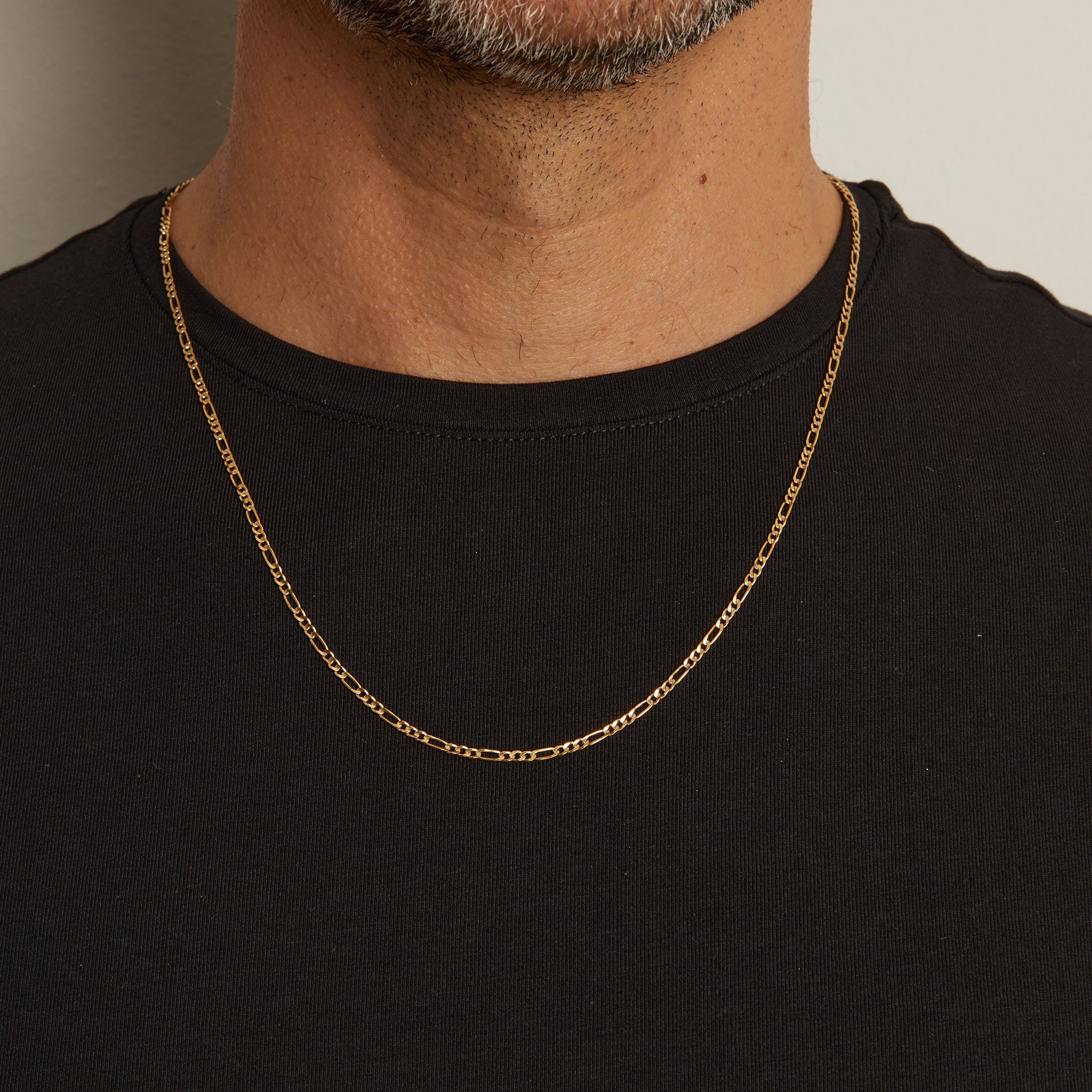 Medium Gold Figaro Chain Necklace - Image 5