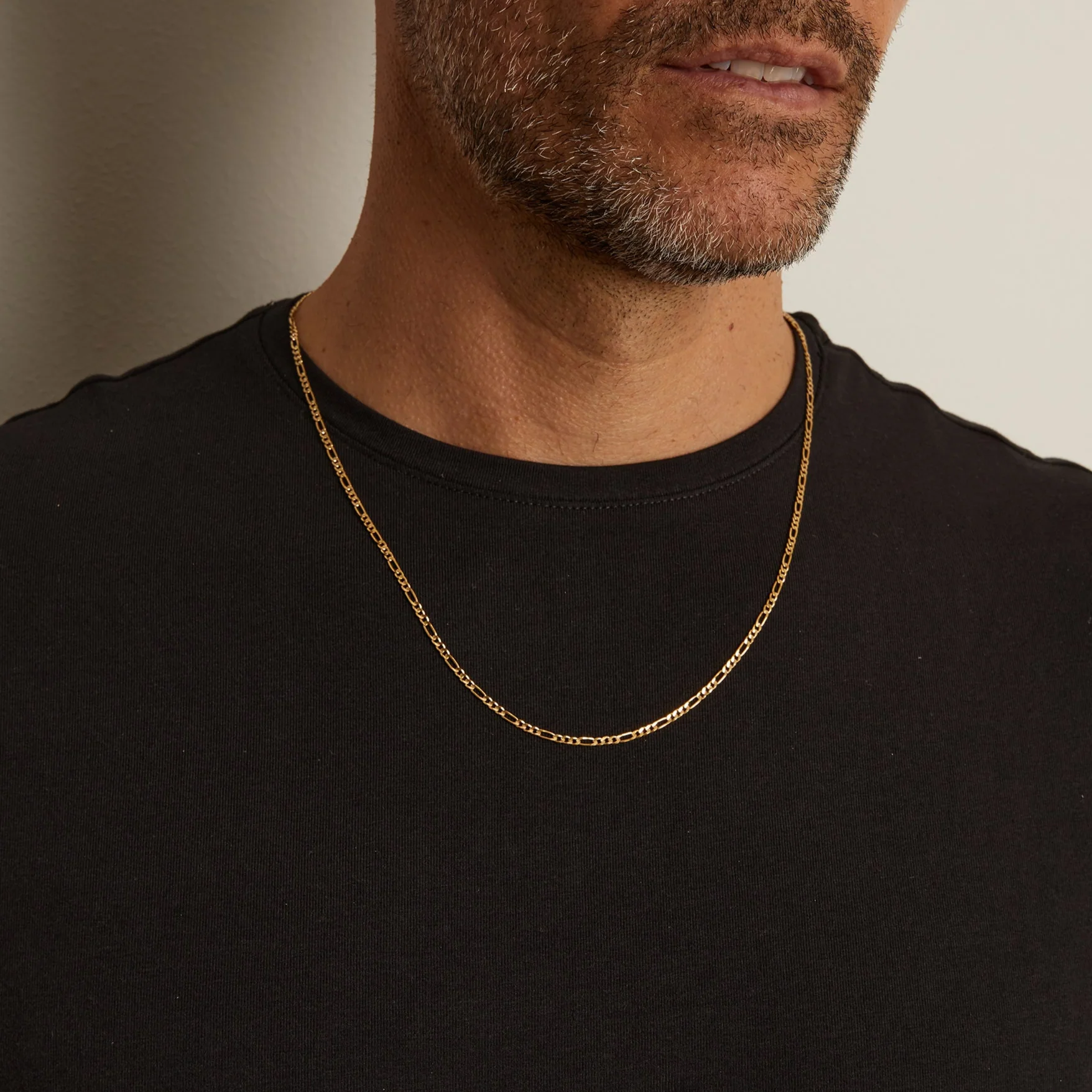 Medium Gold Figaro Chain Necklace - Image 6