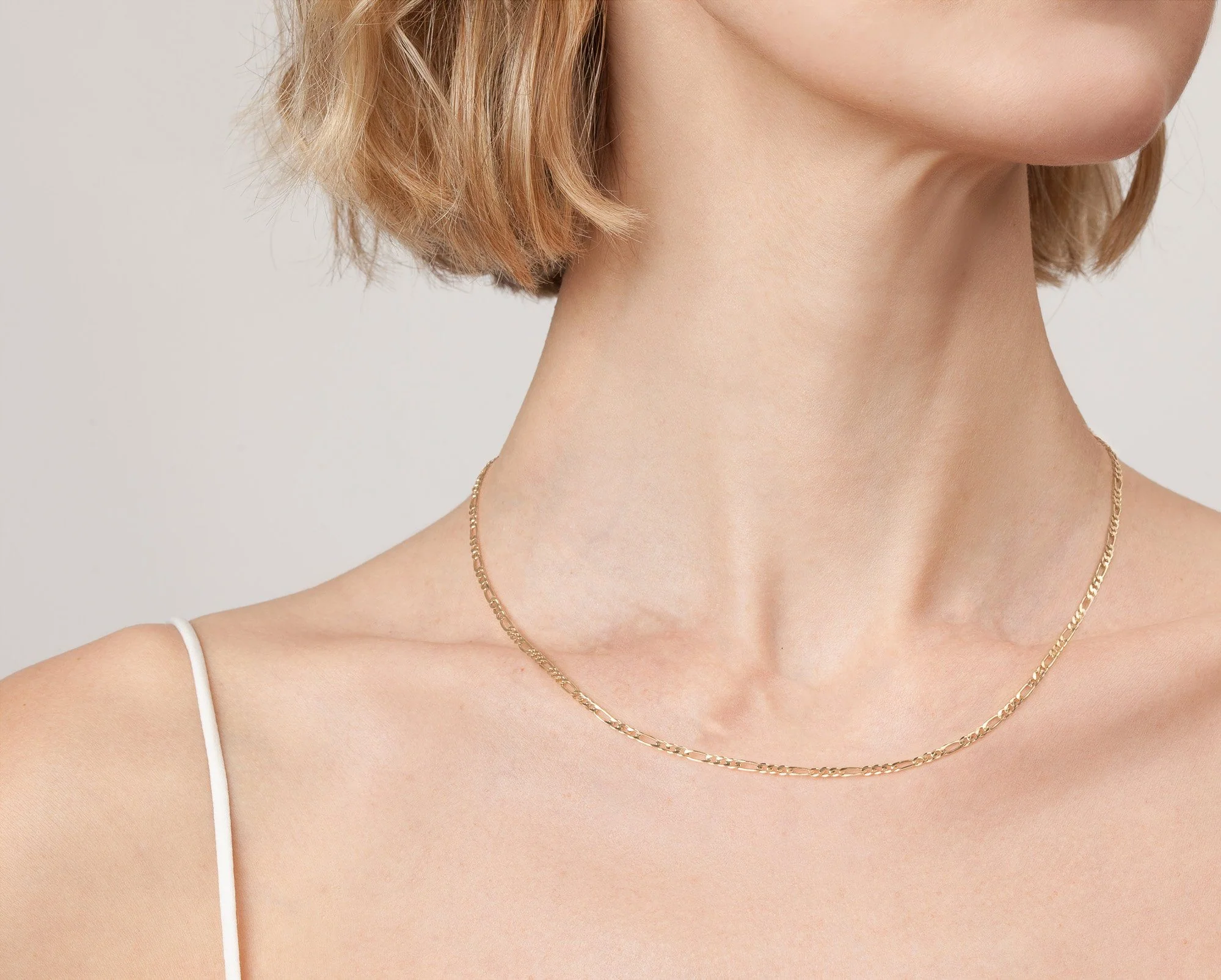 Medium Gold Figaro Chain Necklace - Image 8