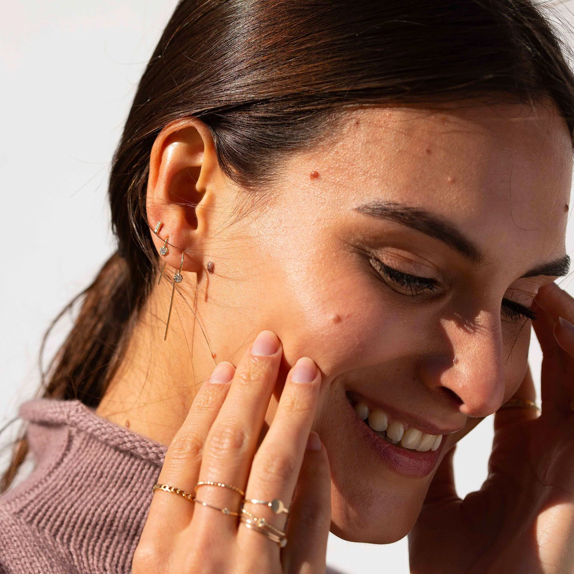 Mini Diamond Bar Earring - Image 11