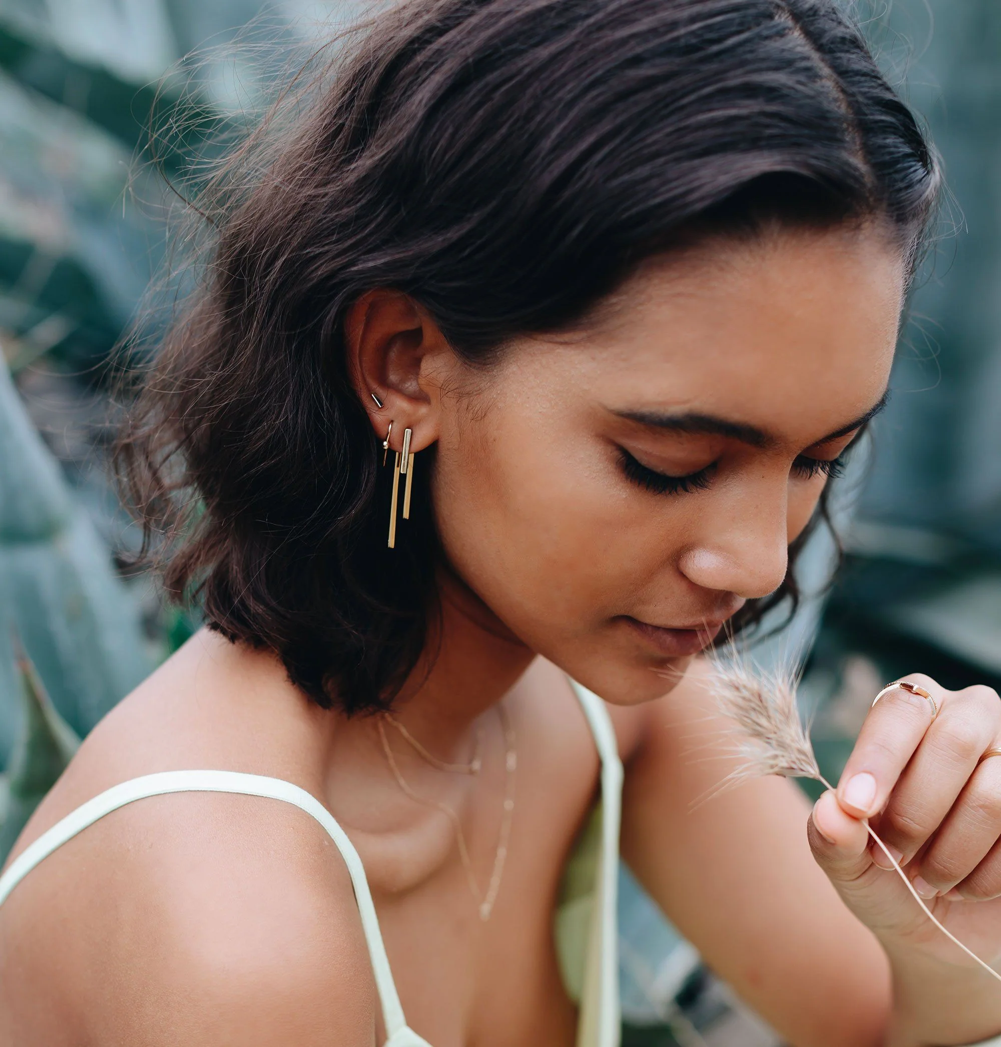 Mini Gold Bar Earring - Image 8