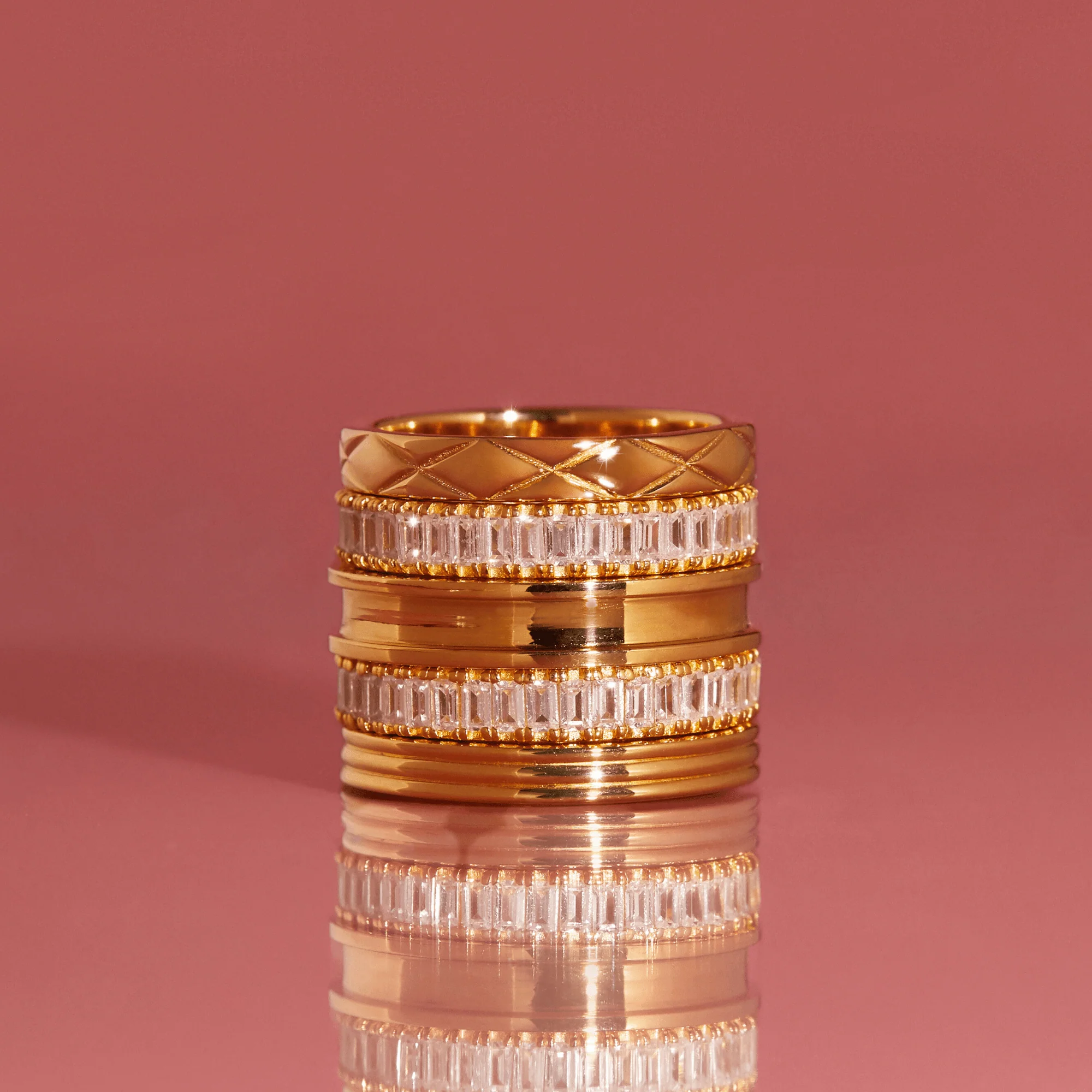 Lab Grown White Sapphire Baguette Eternity Ring - Image 12