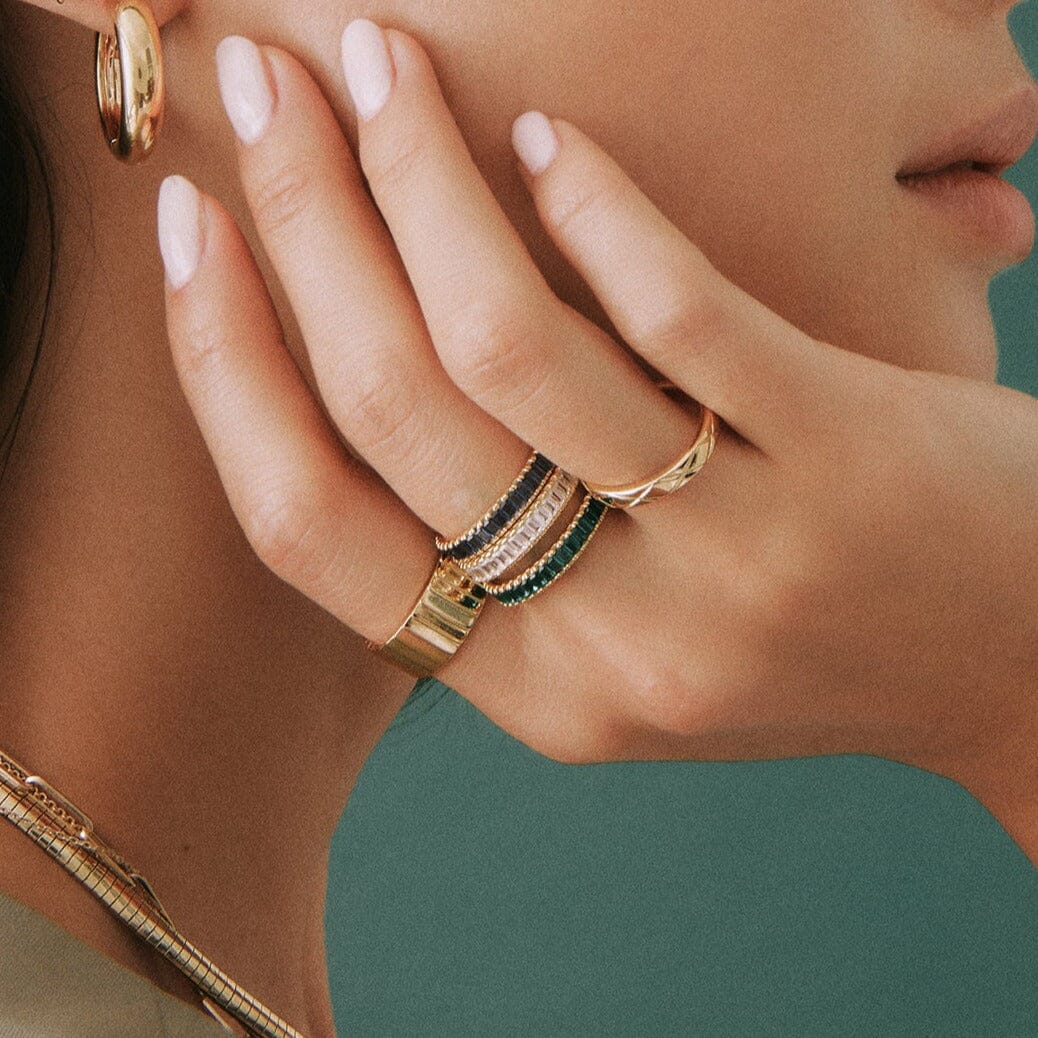 Lab Grown White Sapphire Baguette Eternity Ring - Image 19