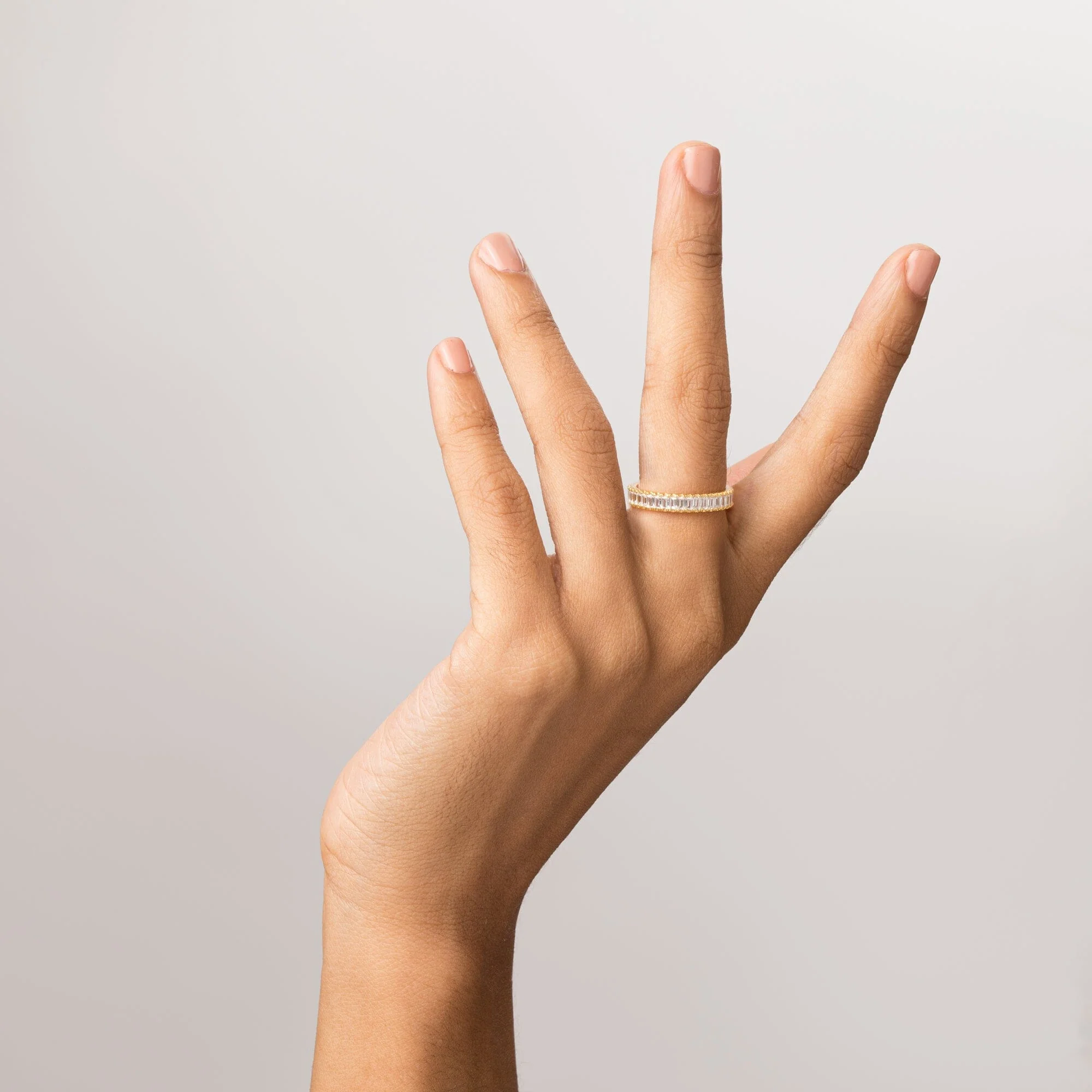 Lab Grown White Sapphire Baguette Eternity Ring - Image 22