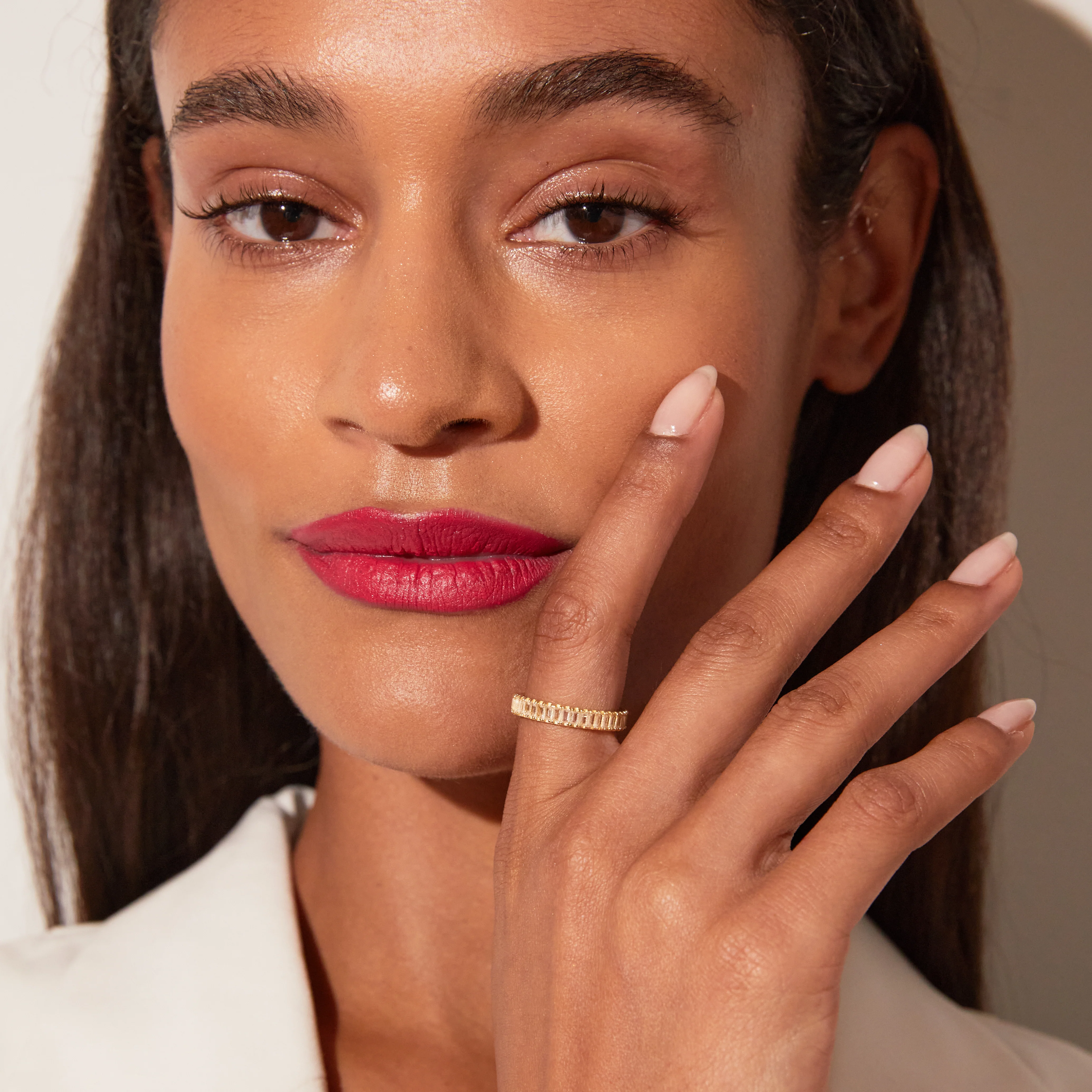 Lab Grown White Sapphire Baguette Eternity Ring - Image 25