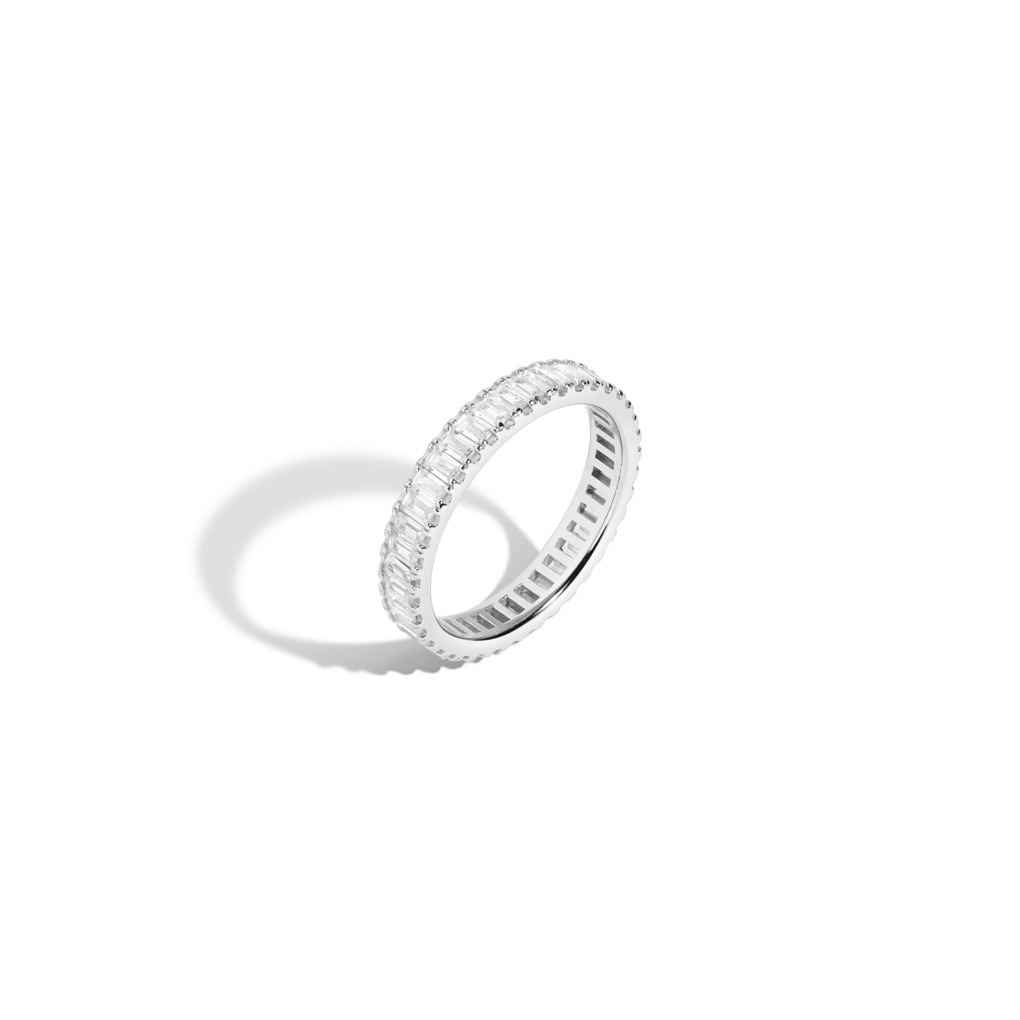 Lab Grown White Sapphire Baguette Eternity Ring - Image 3
