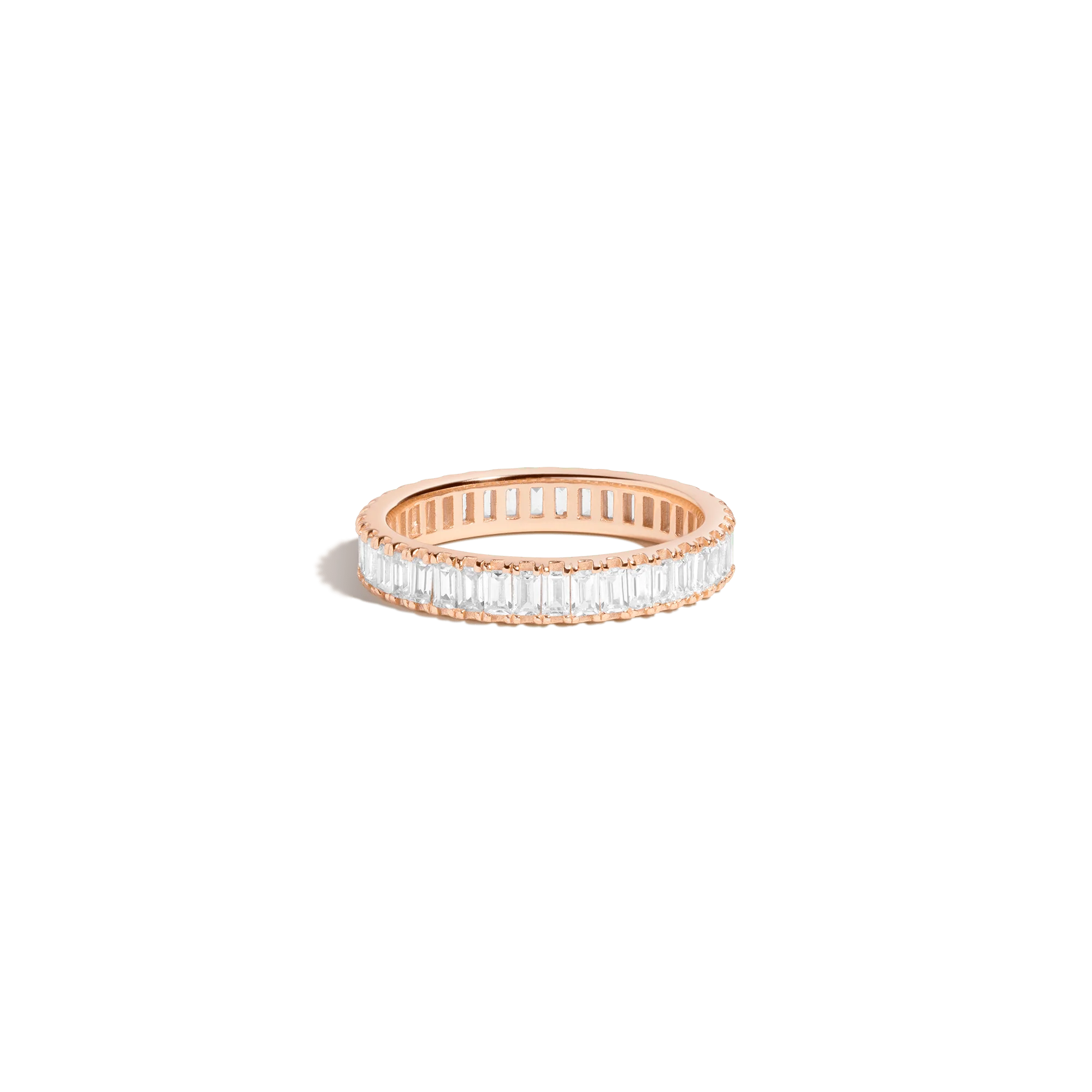 Lab Grown White Sapphire Baguette Eternity Ring - Image 5