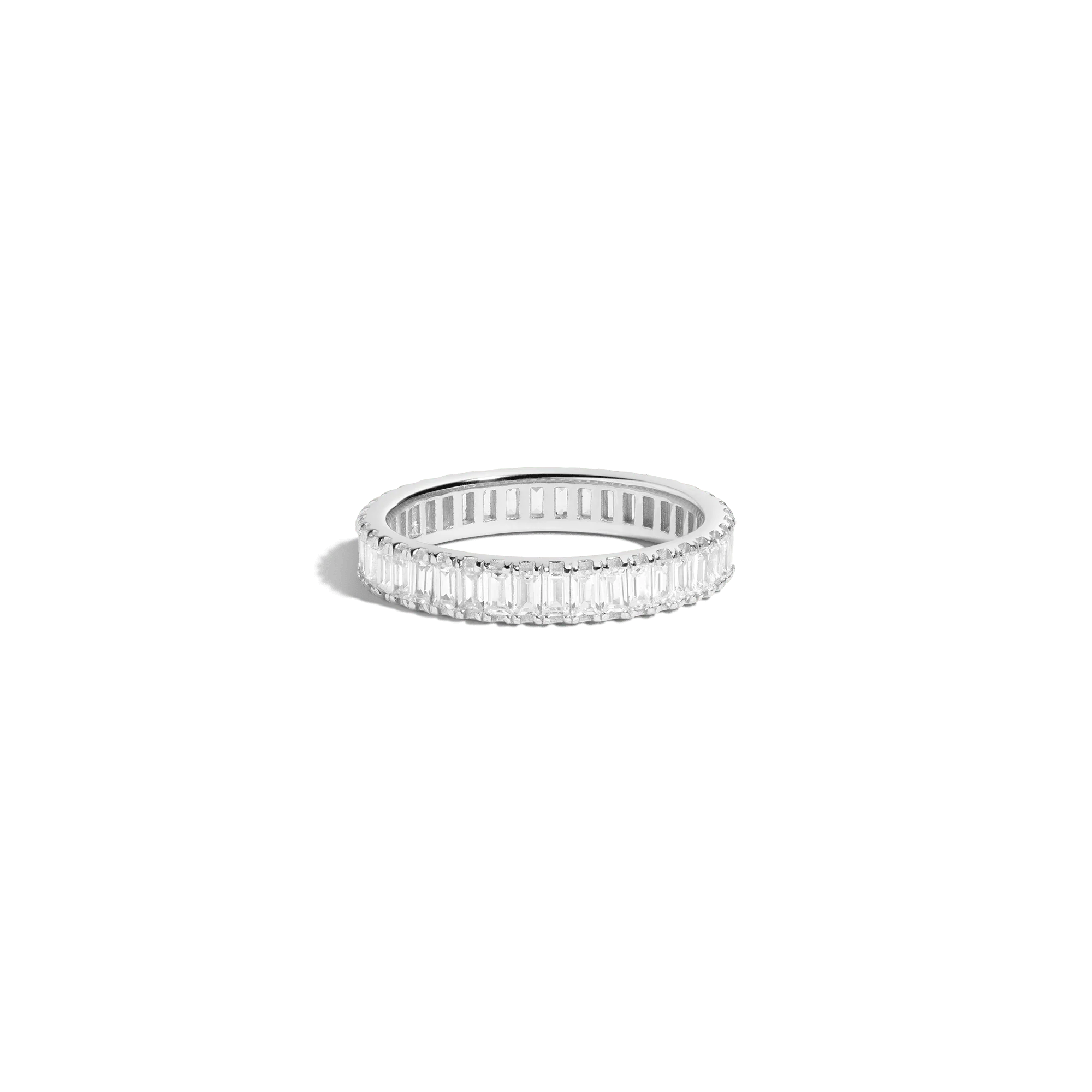 Lab Grown White Sapphire Baguette Eternity Ring - Image 6