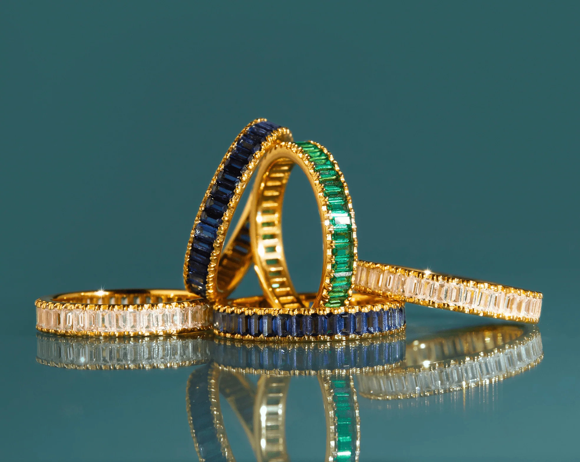 Lab Grown White Sapphire Baguette Eternity Ring - Image 9