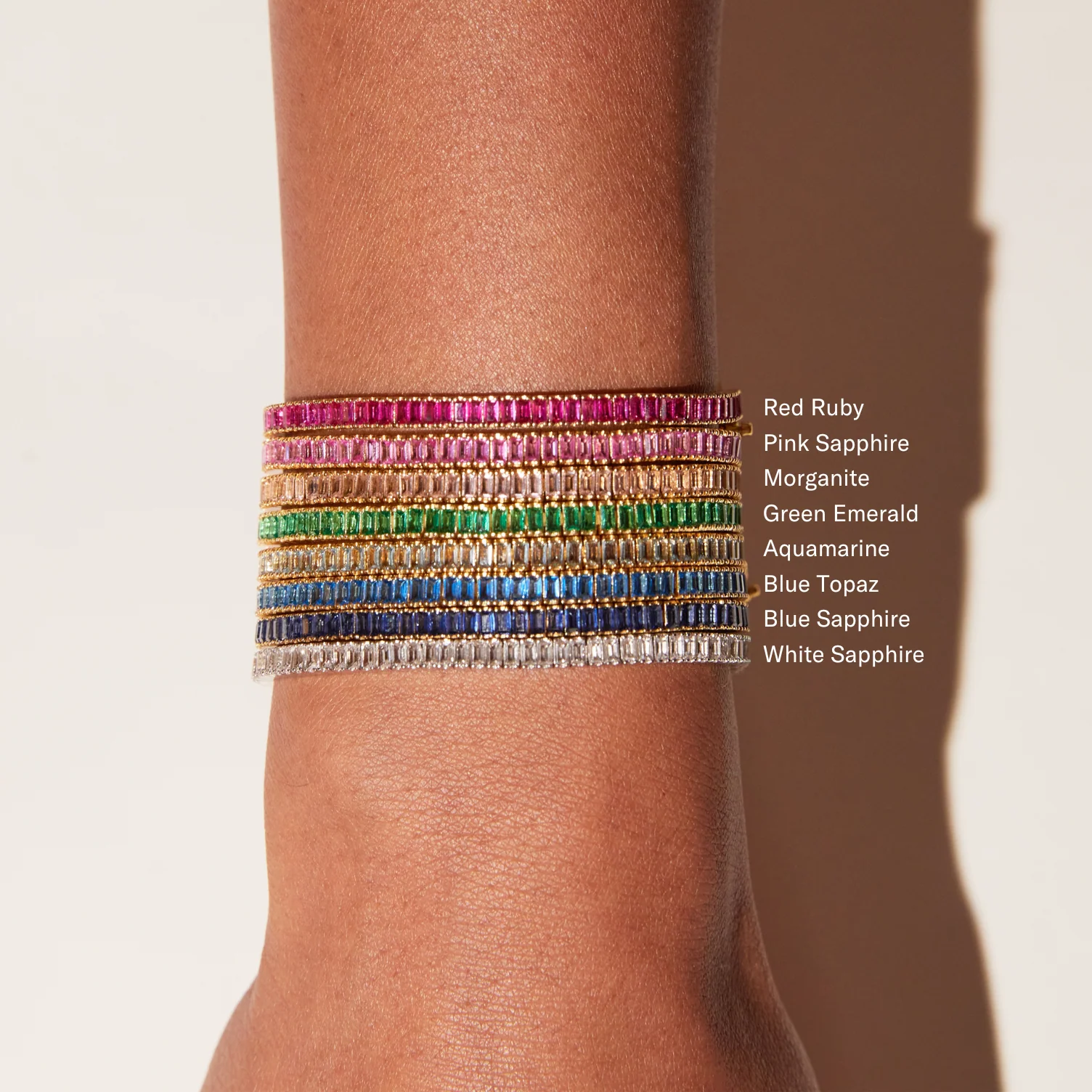 Lab Grown White Sapphire Baguette Tennis Bracelet - 12ct - Image 11