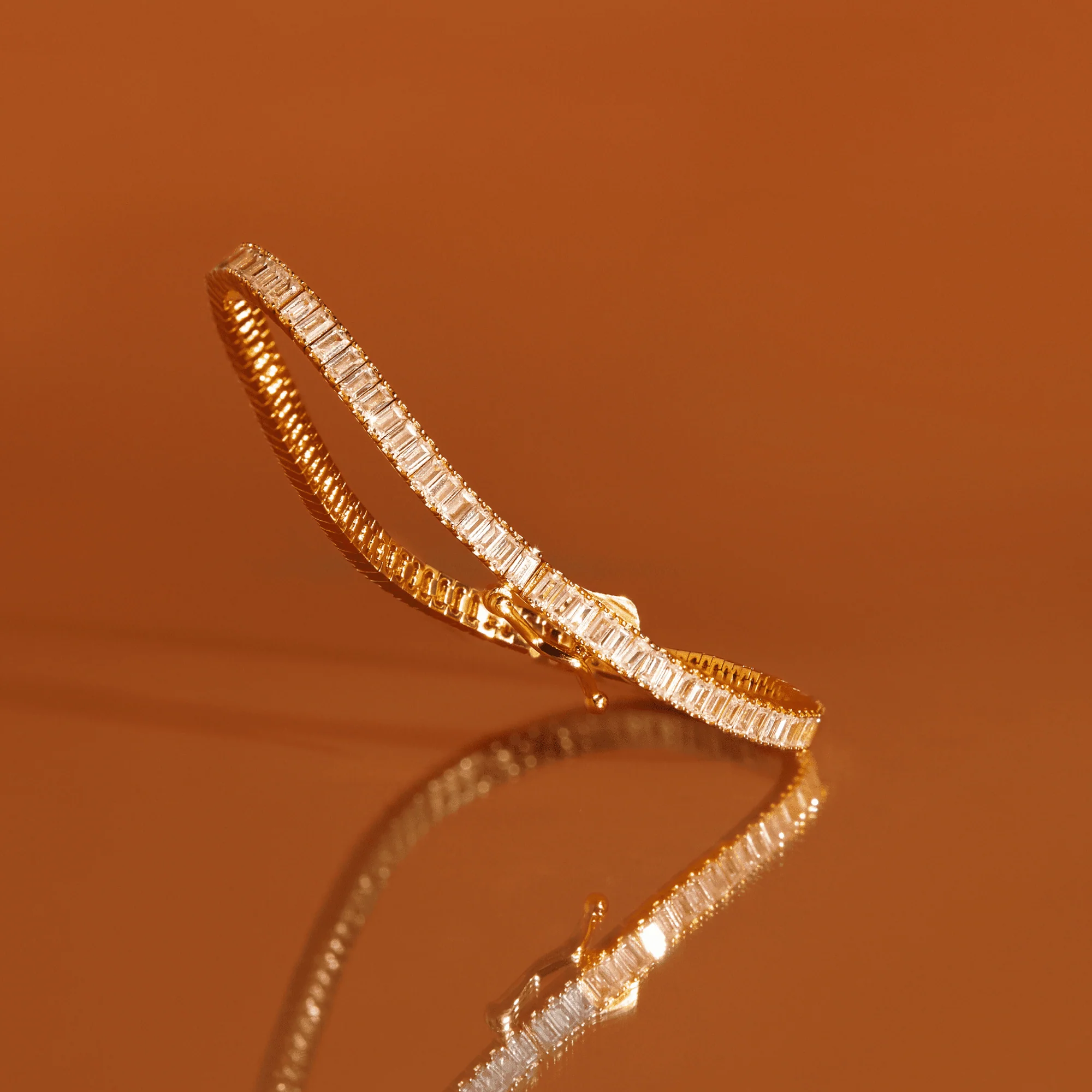 Lab Grown White Sapphire Baguette Tennis Bracelet - Image 13