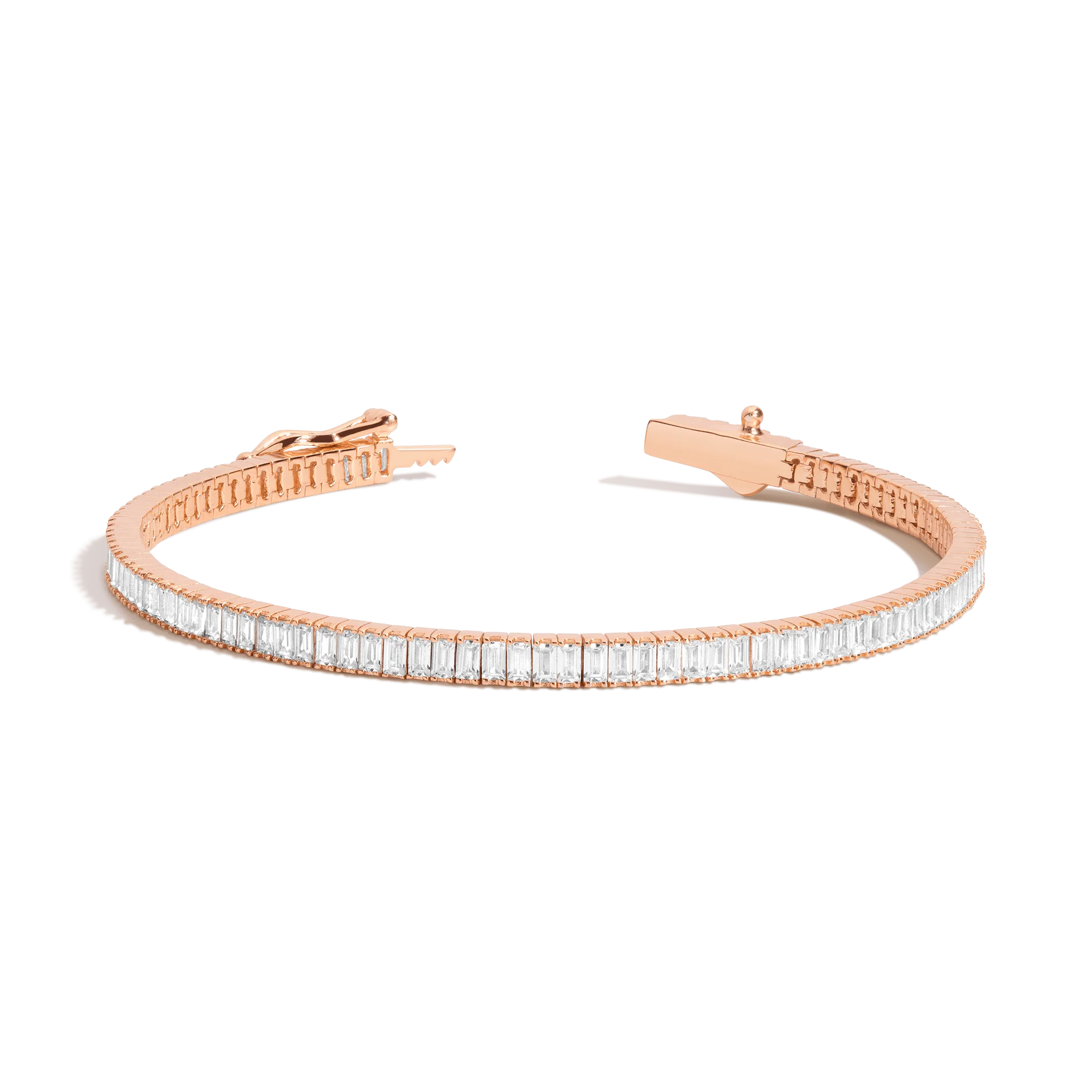 Lab Grown White Sapphire Baguette Tennis Bracelet - Image 3