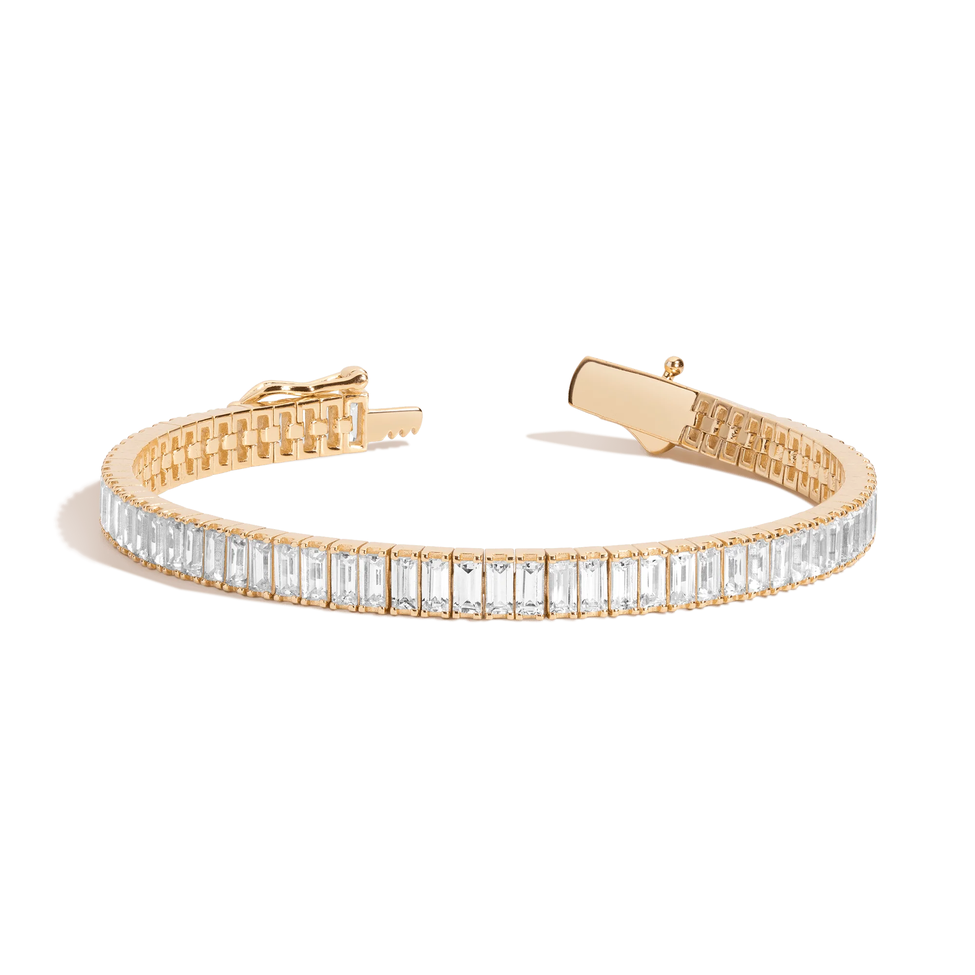 Lab Grown White Sapphire Baguette Tennis Bracelet - Image 8